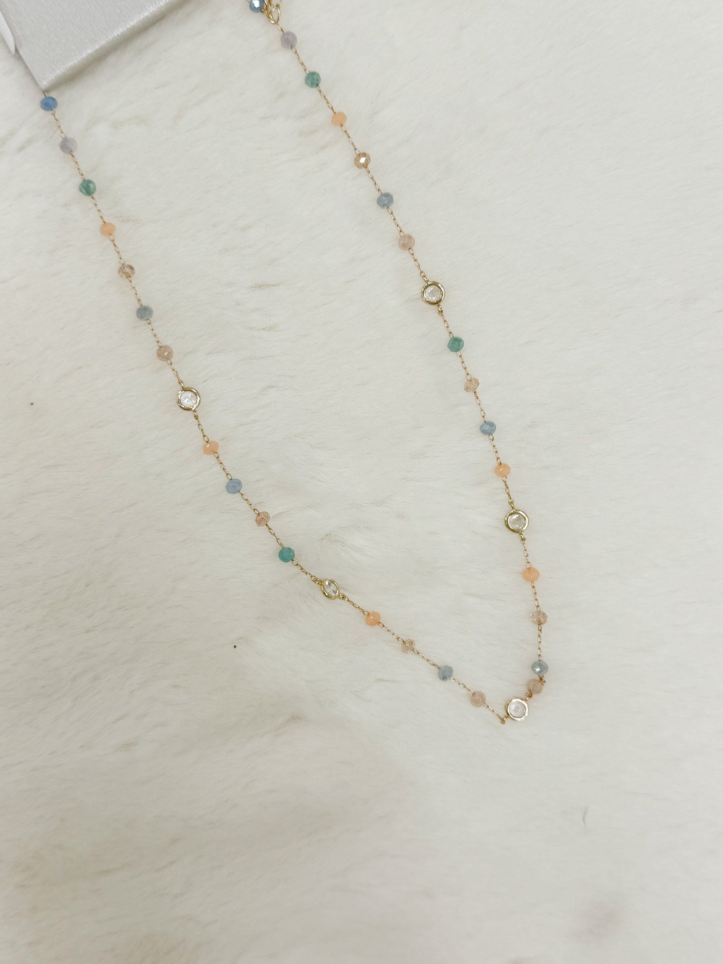 Blue Spring Fun Beaded Chain Necklace