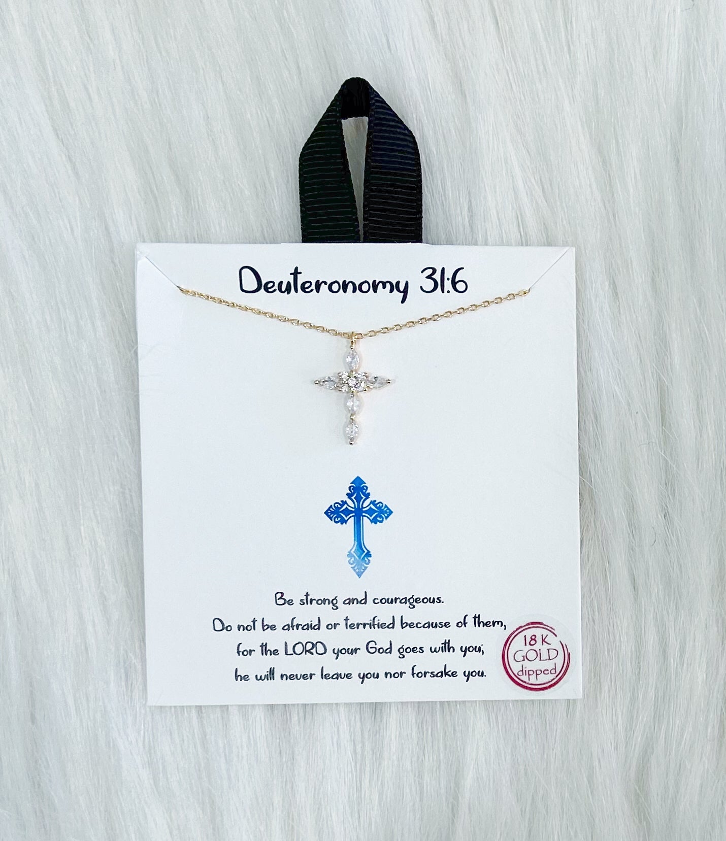 Deuteronomy 31:6 Cross Necklace