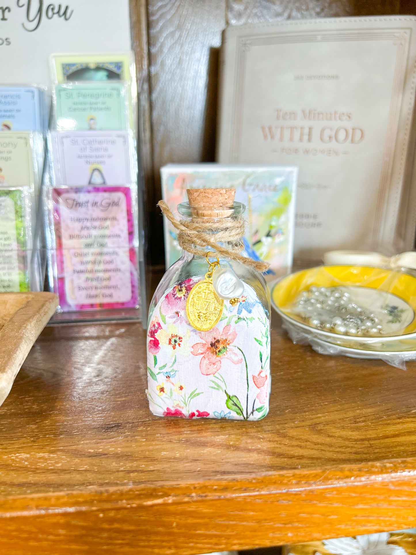 Pink Wild Flower Holy Water Container