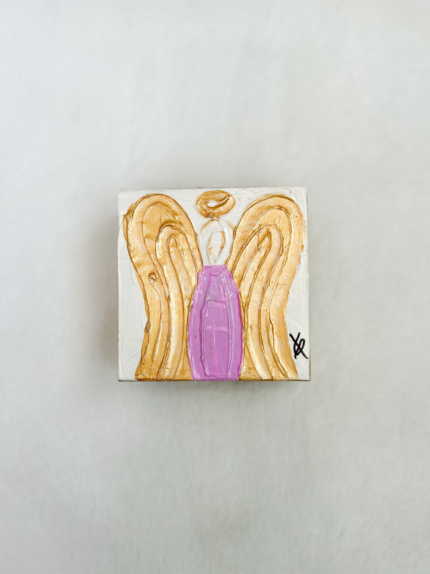 Angel of Comfort Mini Wood Block- Pink