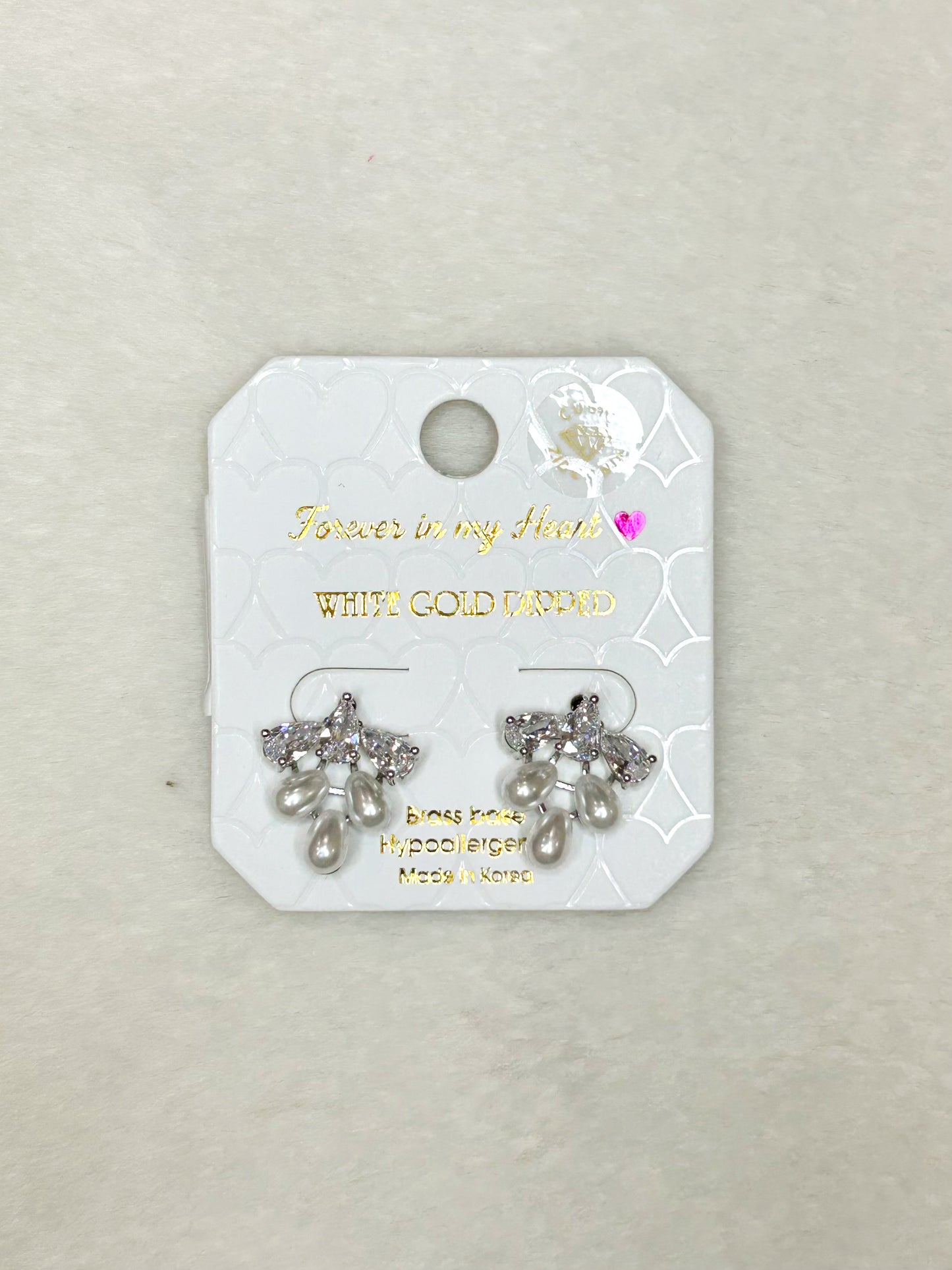 Forever in my Heart Silver Pearl Drops Earrings