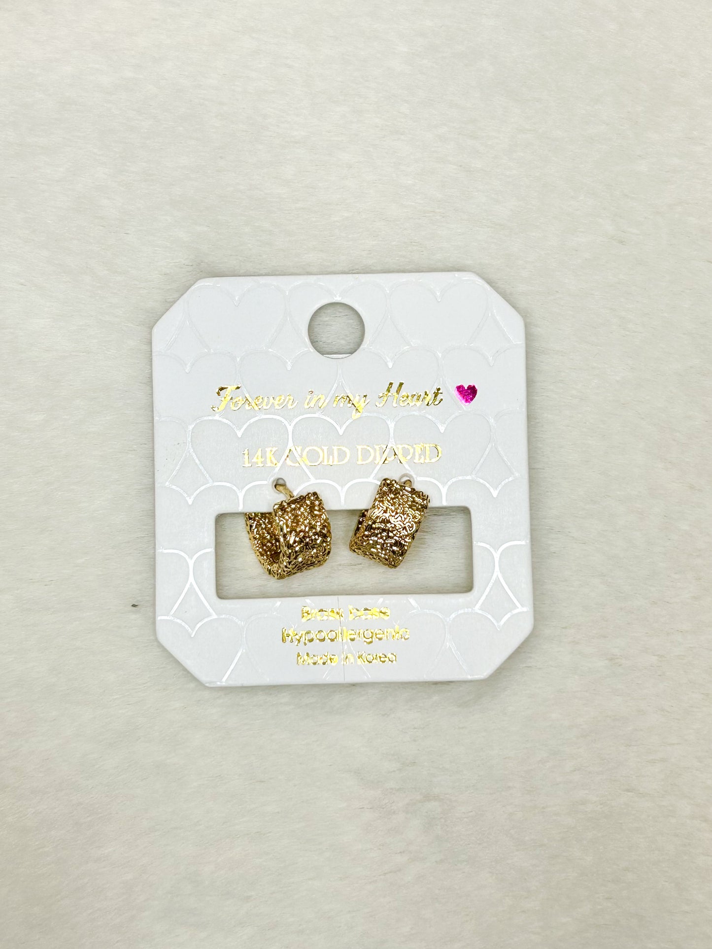 Forever in my Heart Textured Gold Huggie Hoops