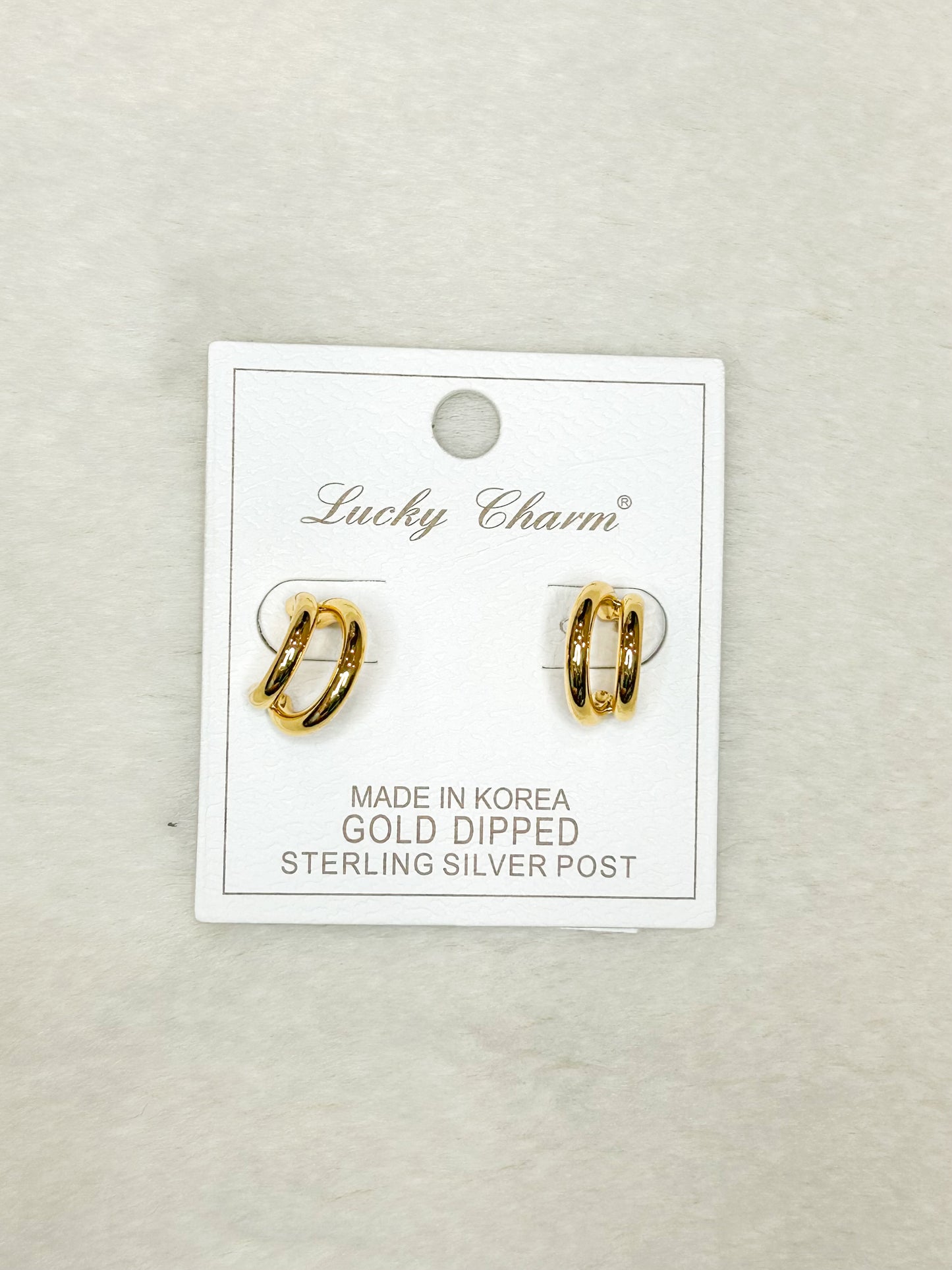 Lucky Charm Double Gold Hoops