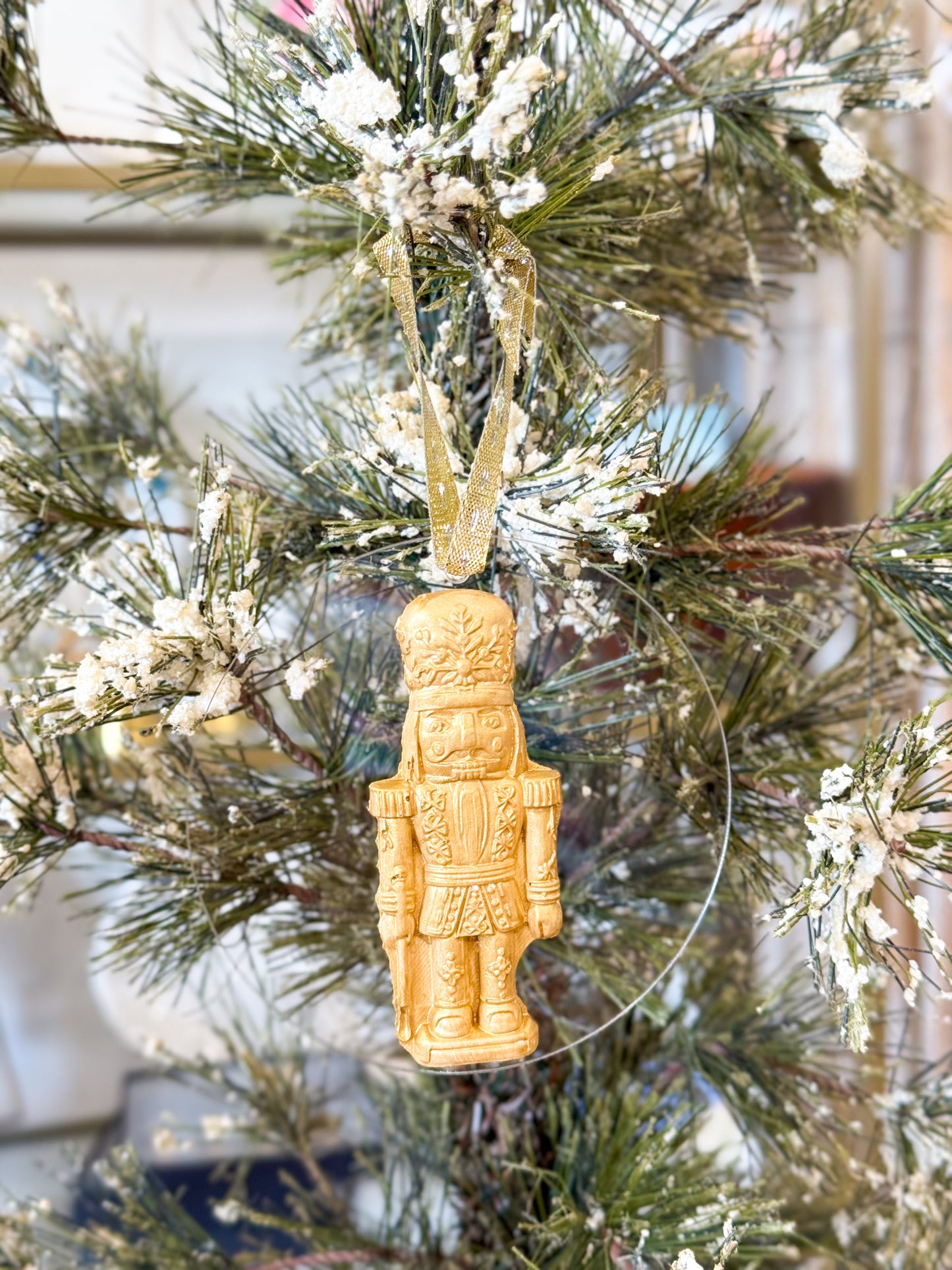 North Pole Soldier Nutcracker Disc Ornament- Gold Ribbon