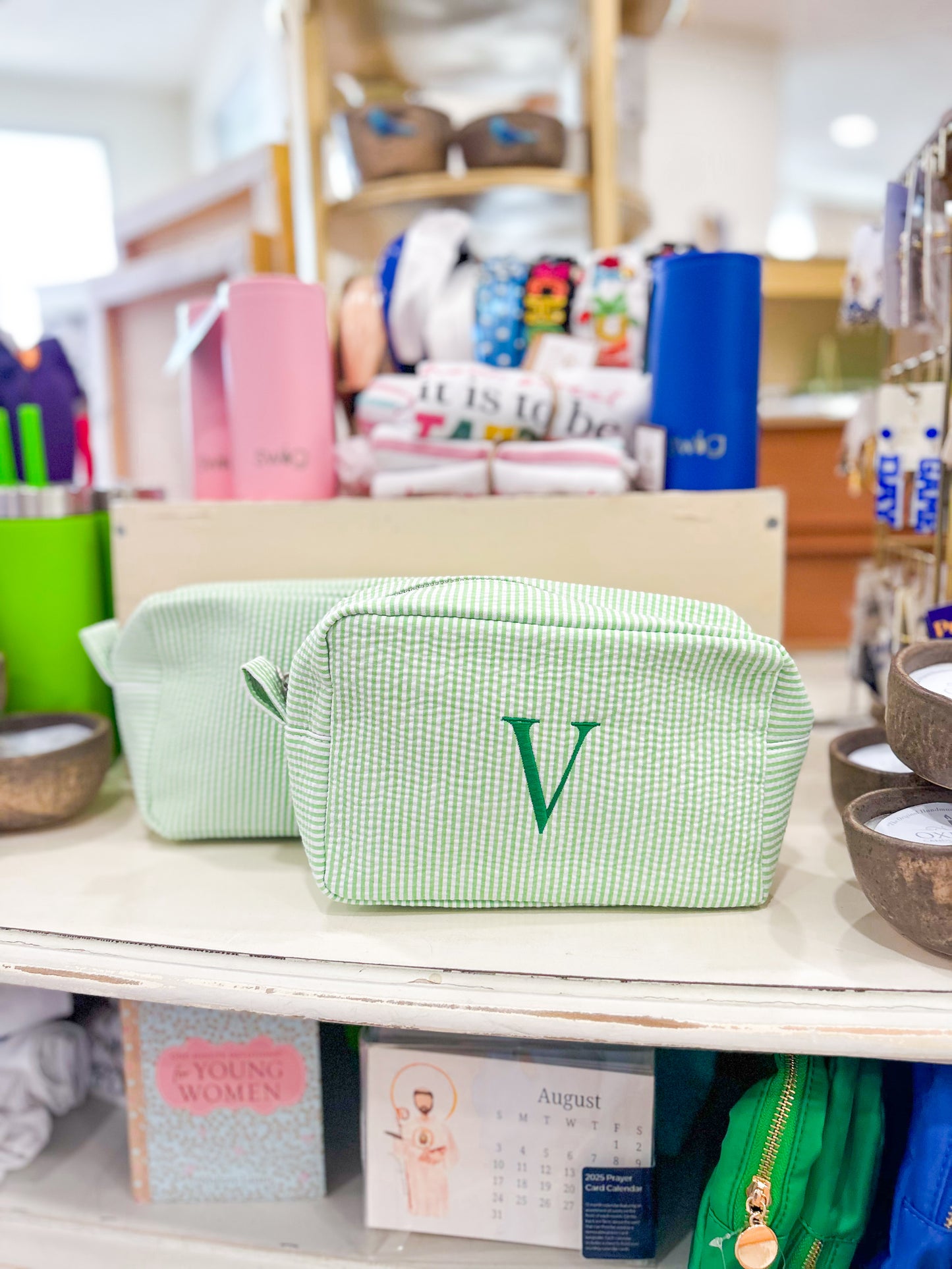 Green Striped Makeup Bag