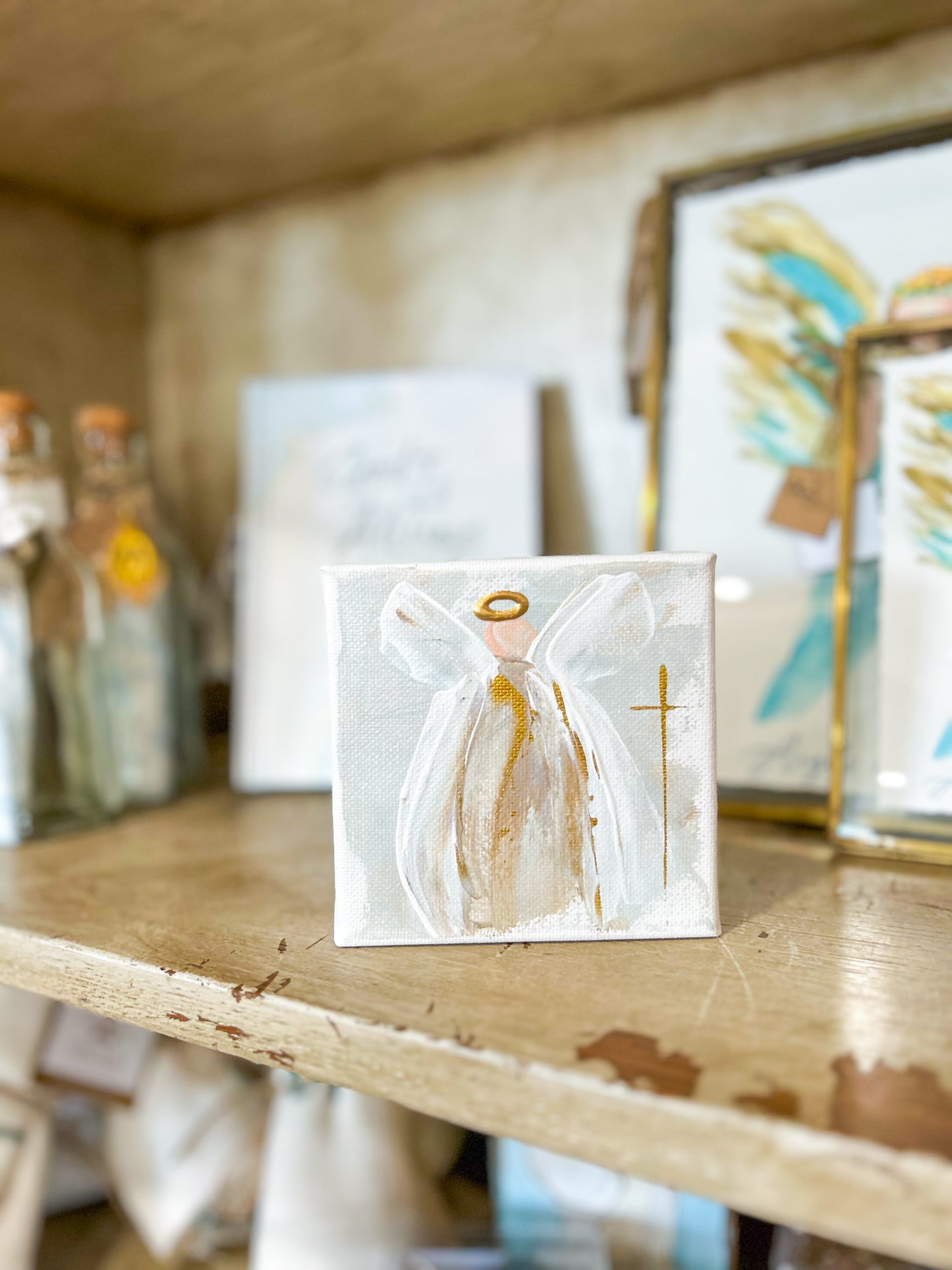 Gospel News 4X4 Old World Angel Canvas Art