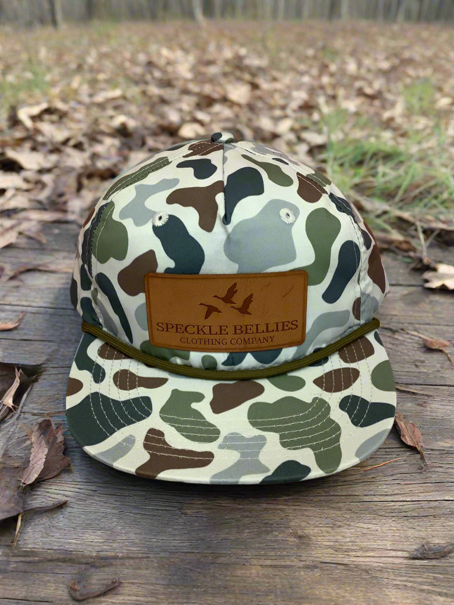 3 Geese Leather Patch Rope Hat