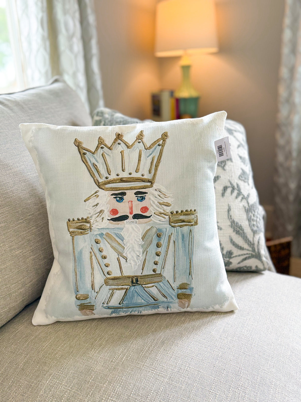 Charlie Tall Blue Nutcracker Square Pillow