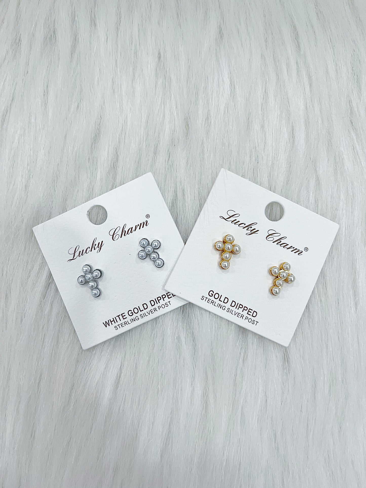 Ada Pearl Cross Stud Earrings