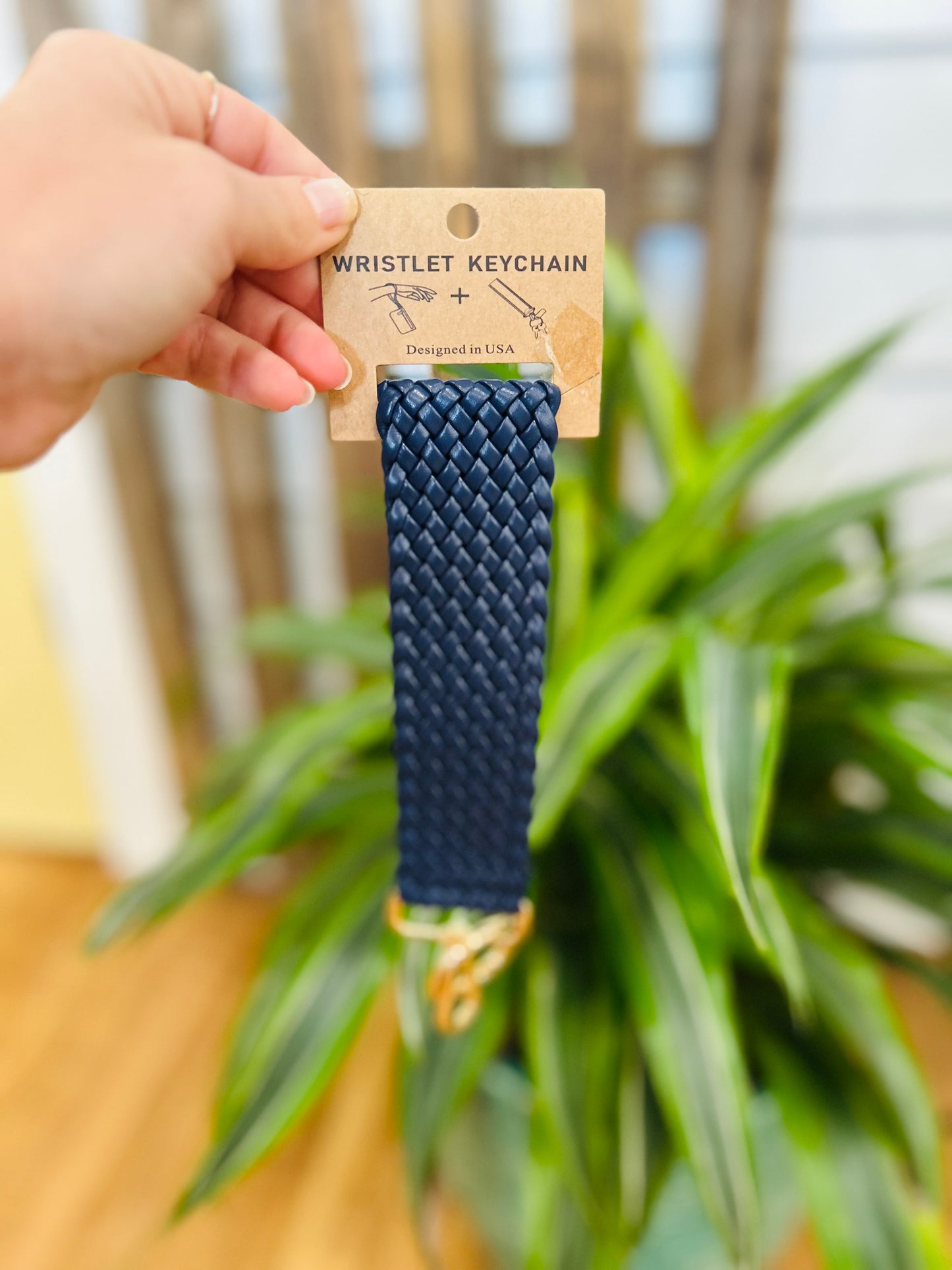 Leather Woven Wristlet Keychain