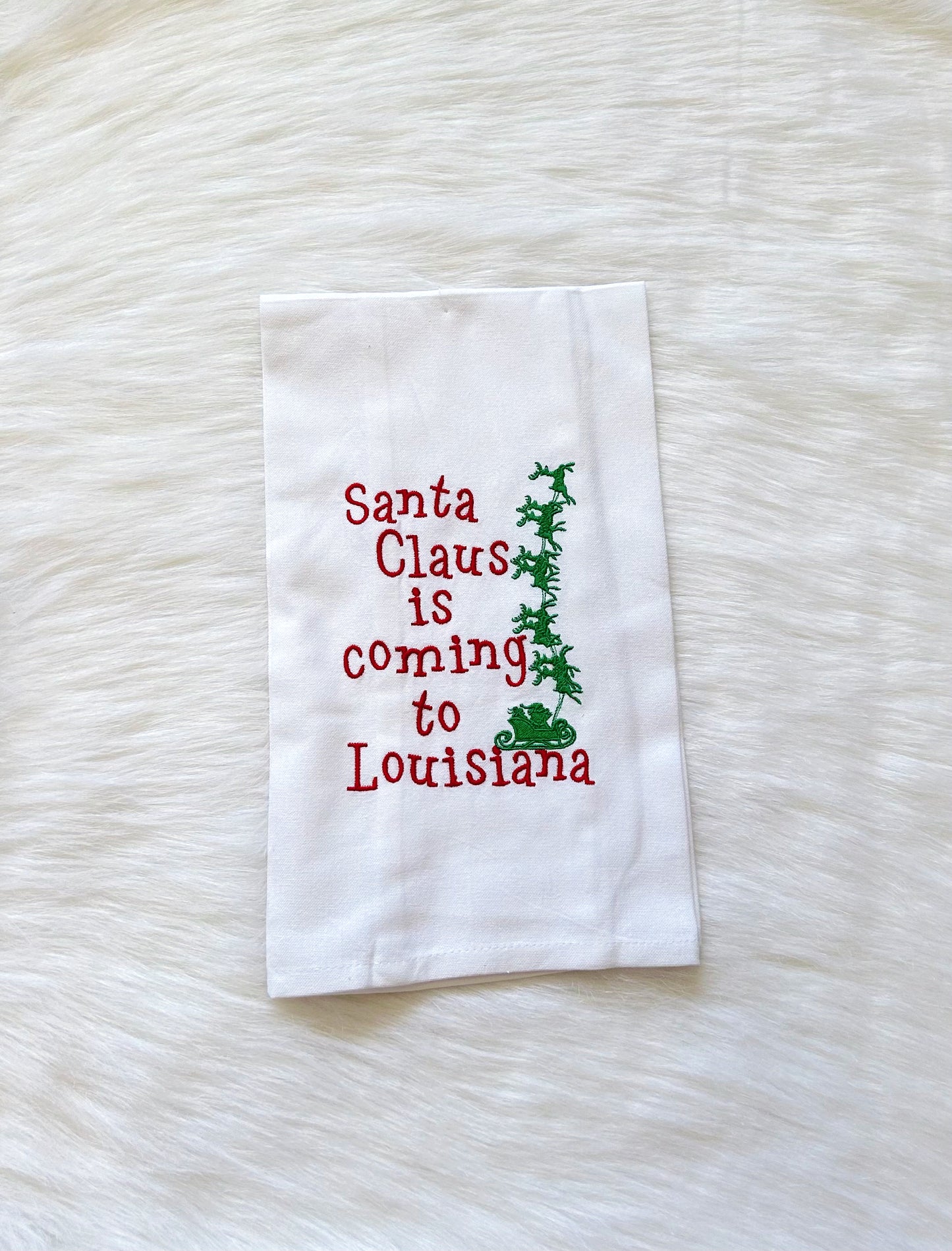 Santa is Coming to Louisiana Hand Towel