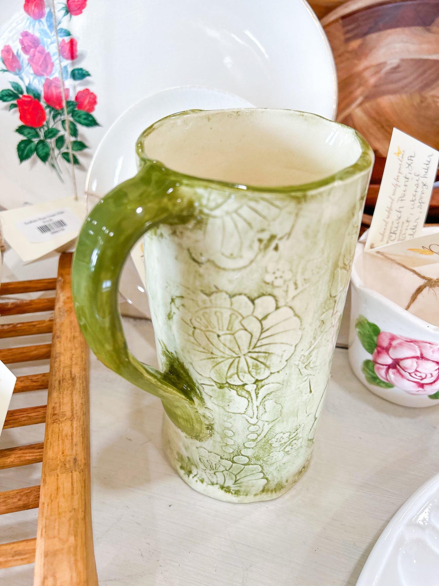 Olive Green Floral Holder