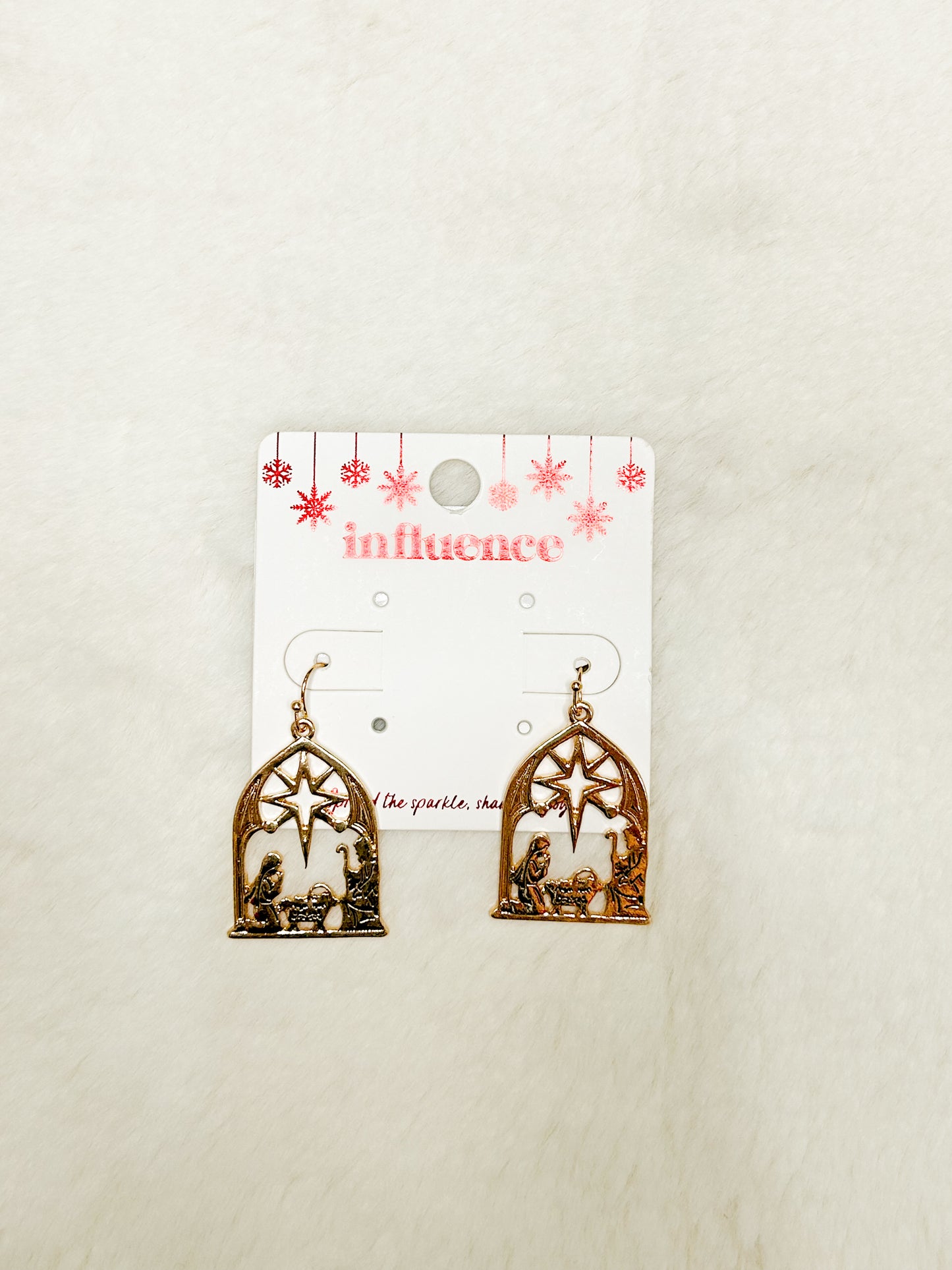 Away in the Manger Nativity Christmas Earrings