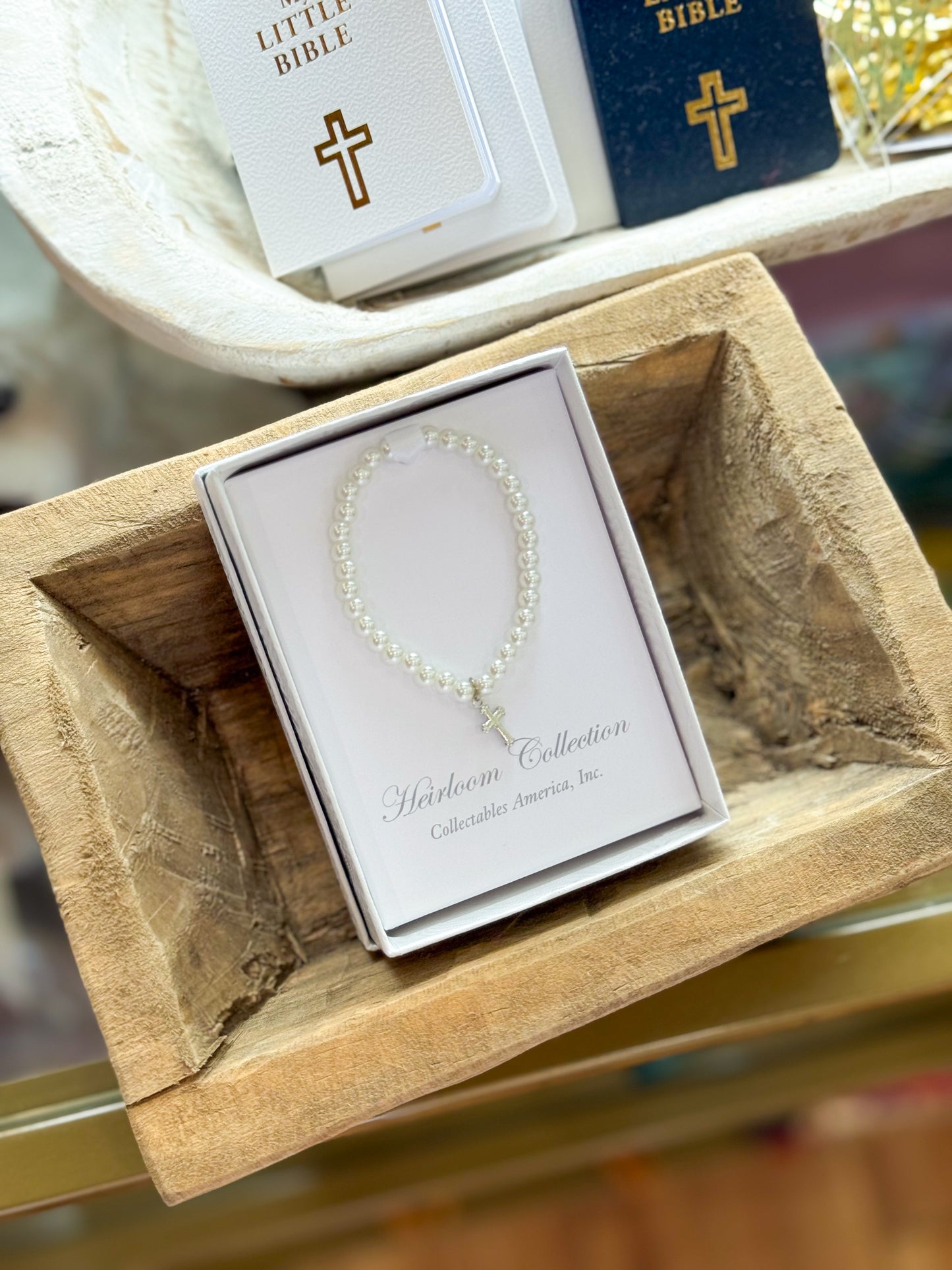 Tiny Treasure Pearl Bracelet with Cross