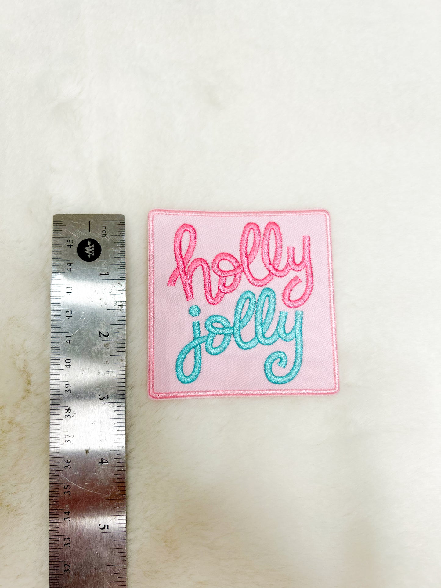 Patch-Square Blue/Pink "Holly Jolly"