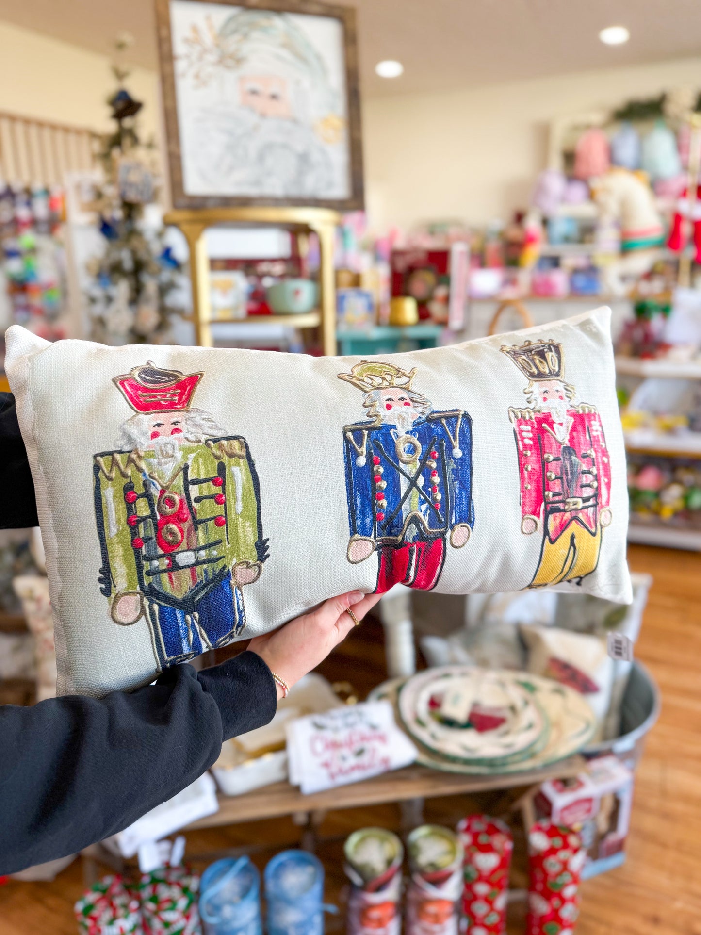 GA Full Nutcrackers Lumbar Pillow- Red, Blue, & Green