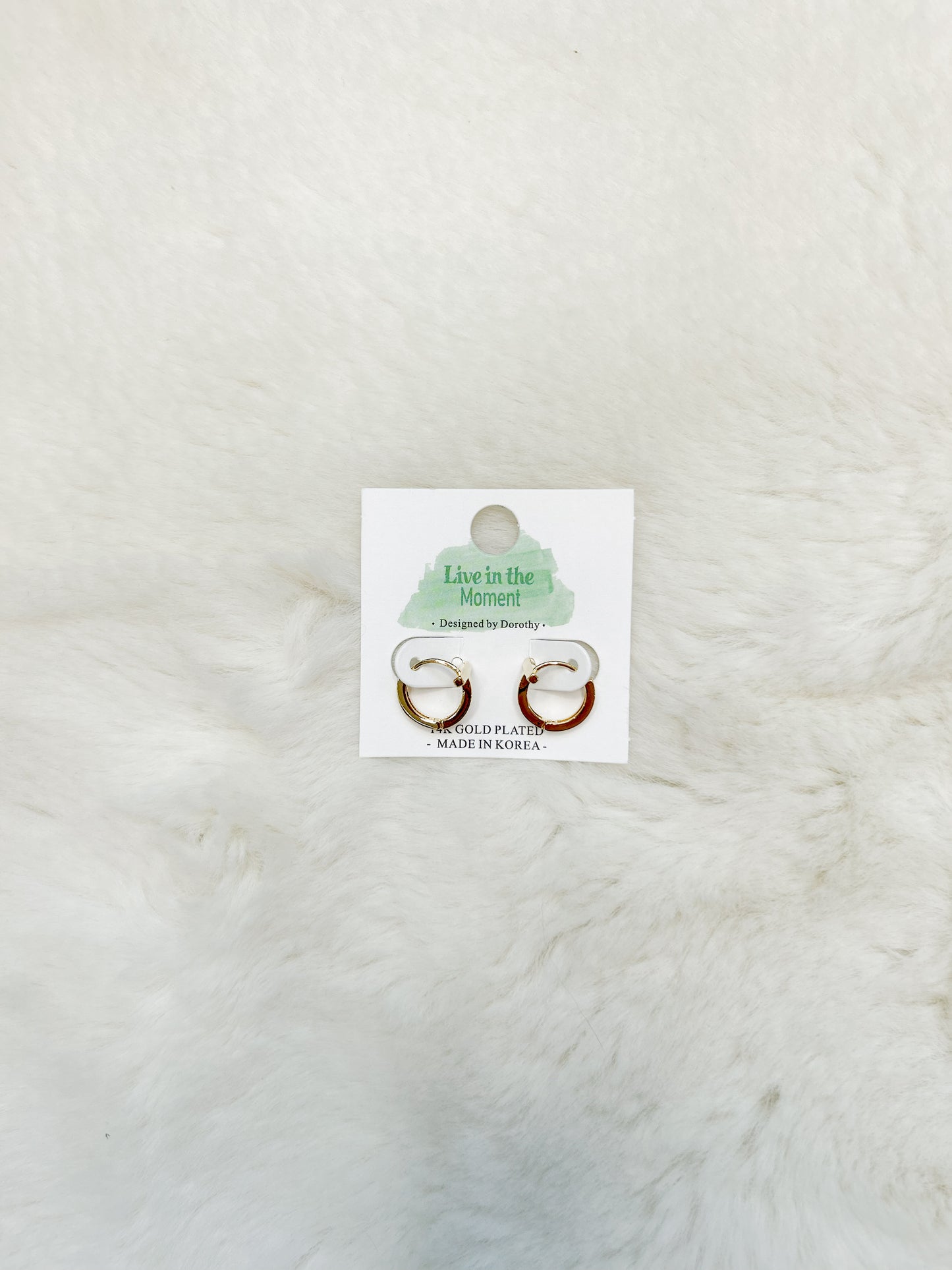 Live in the Moment Gold Bar Huggie Earrings