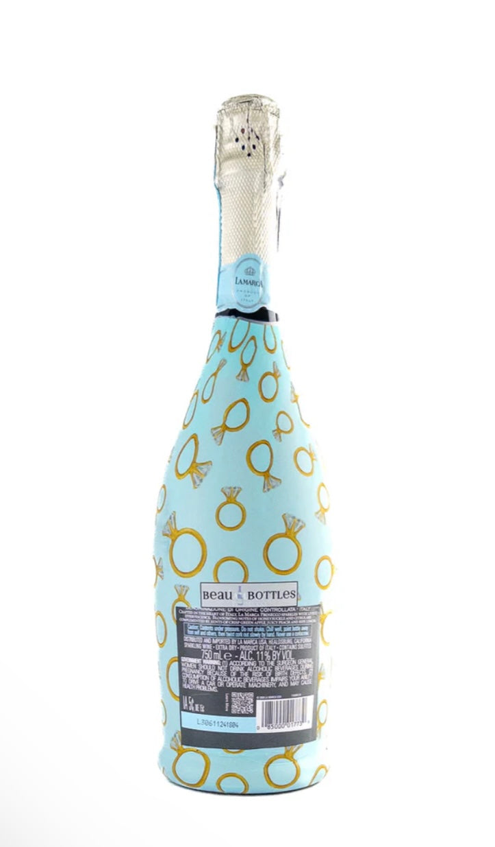 Beau Bottles Blue Engagement Ring- La Marca Edition Champagne Bottle Wrap