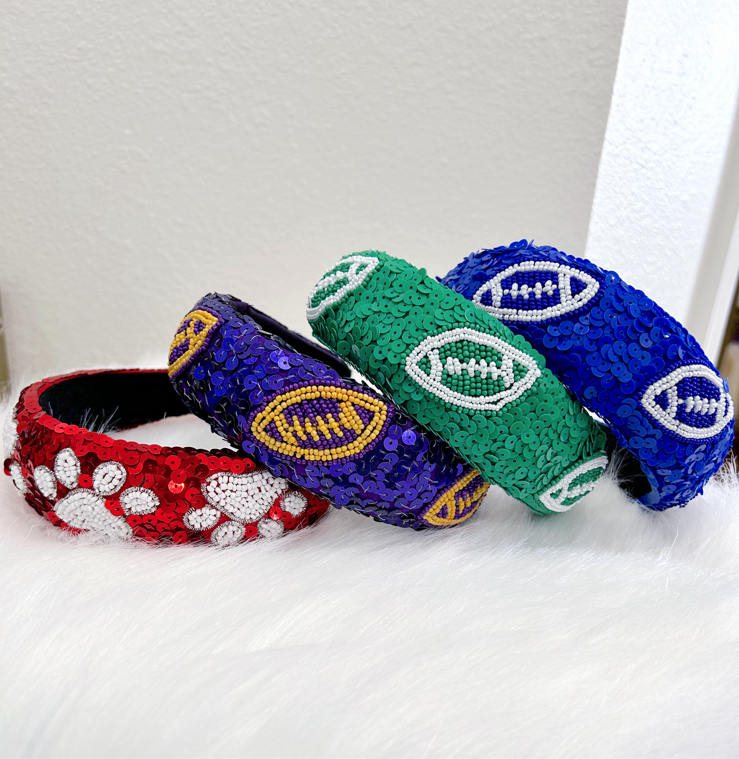 Beaded Football Sequin Headbands