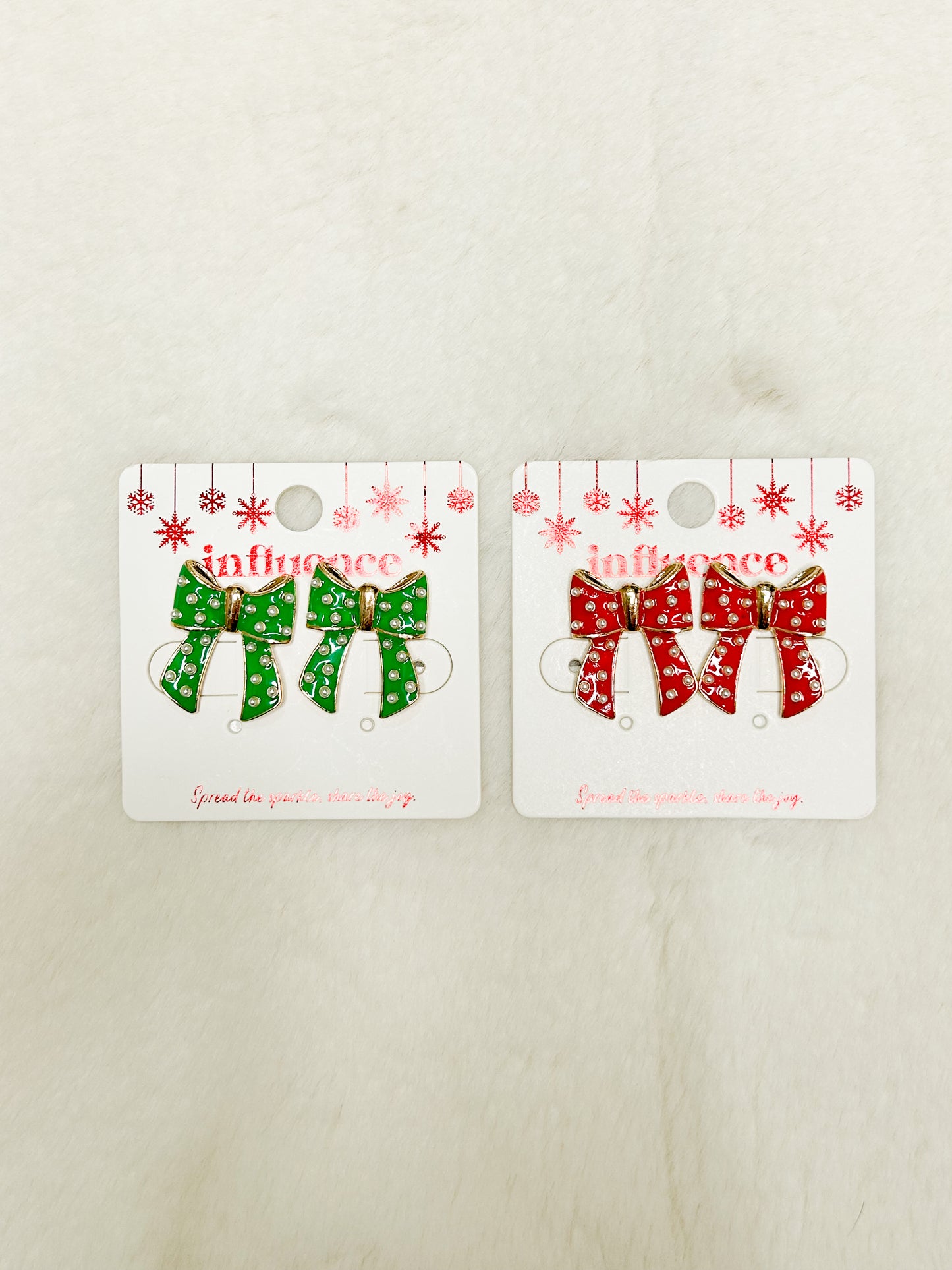 Pearls & Bows for Christmas Bow Earrings