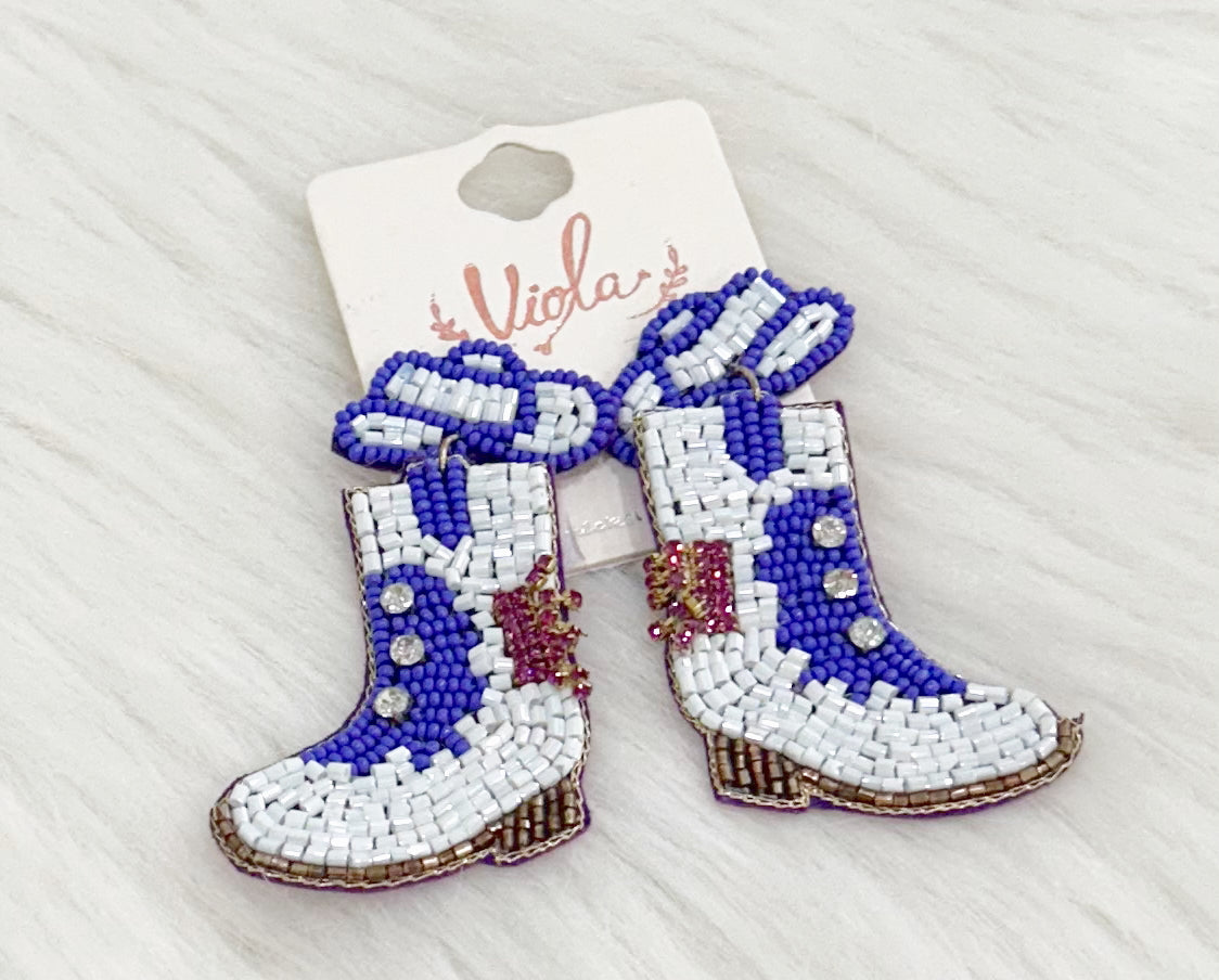 Purple Boots Earrings
