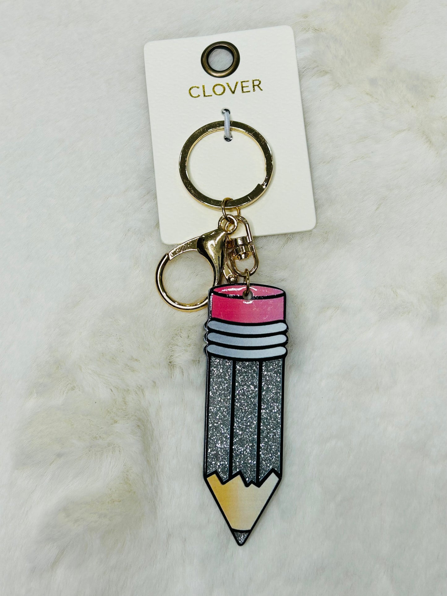Glitter Pencil Teacher Keychains