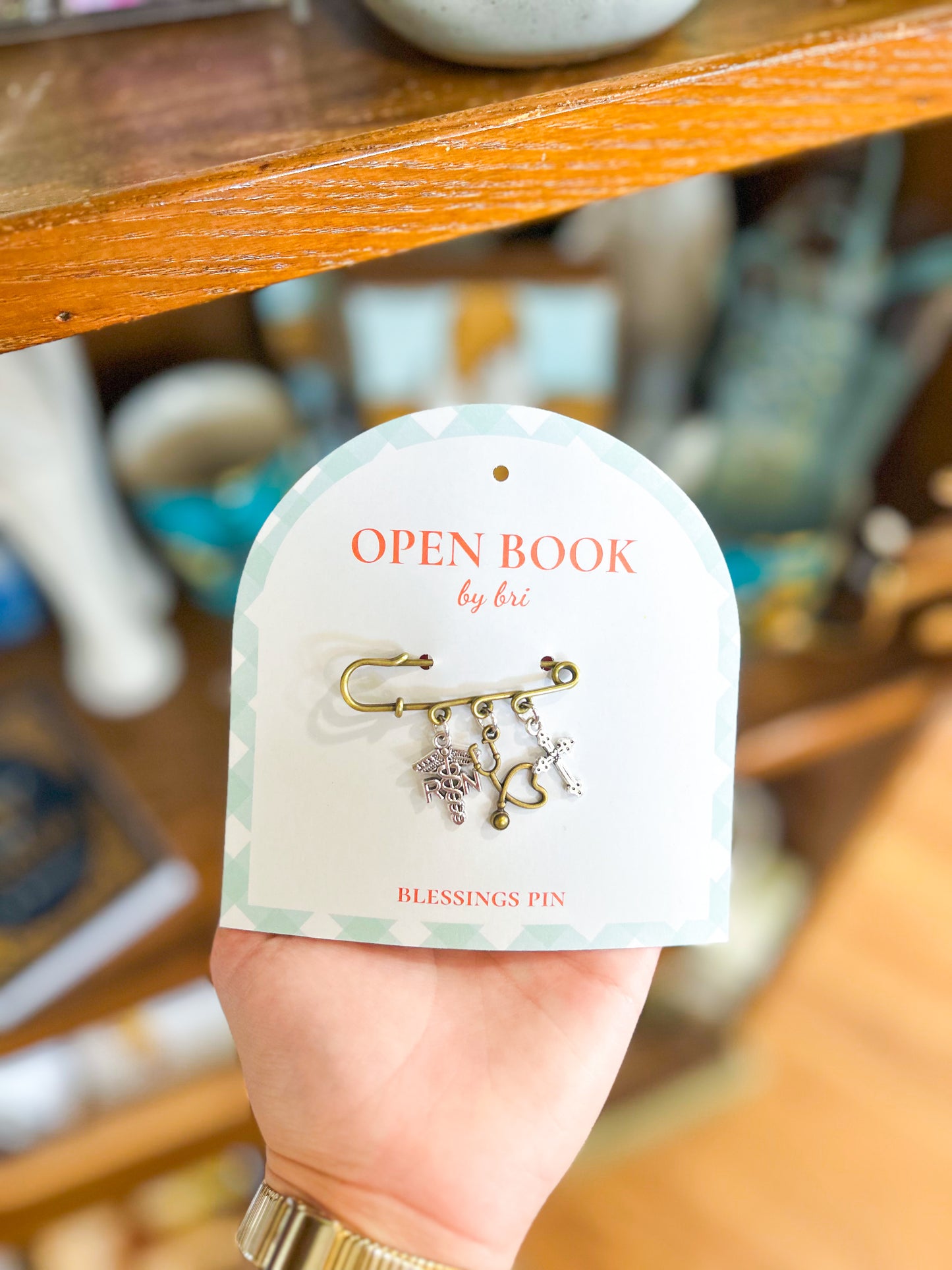 Open Book 3 Loop Reg: RN Pin Bronze/Silver