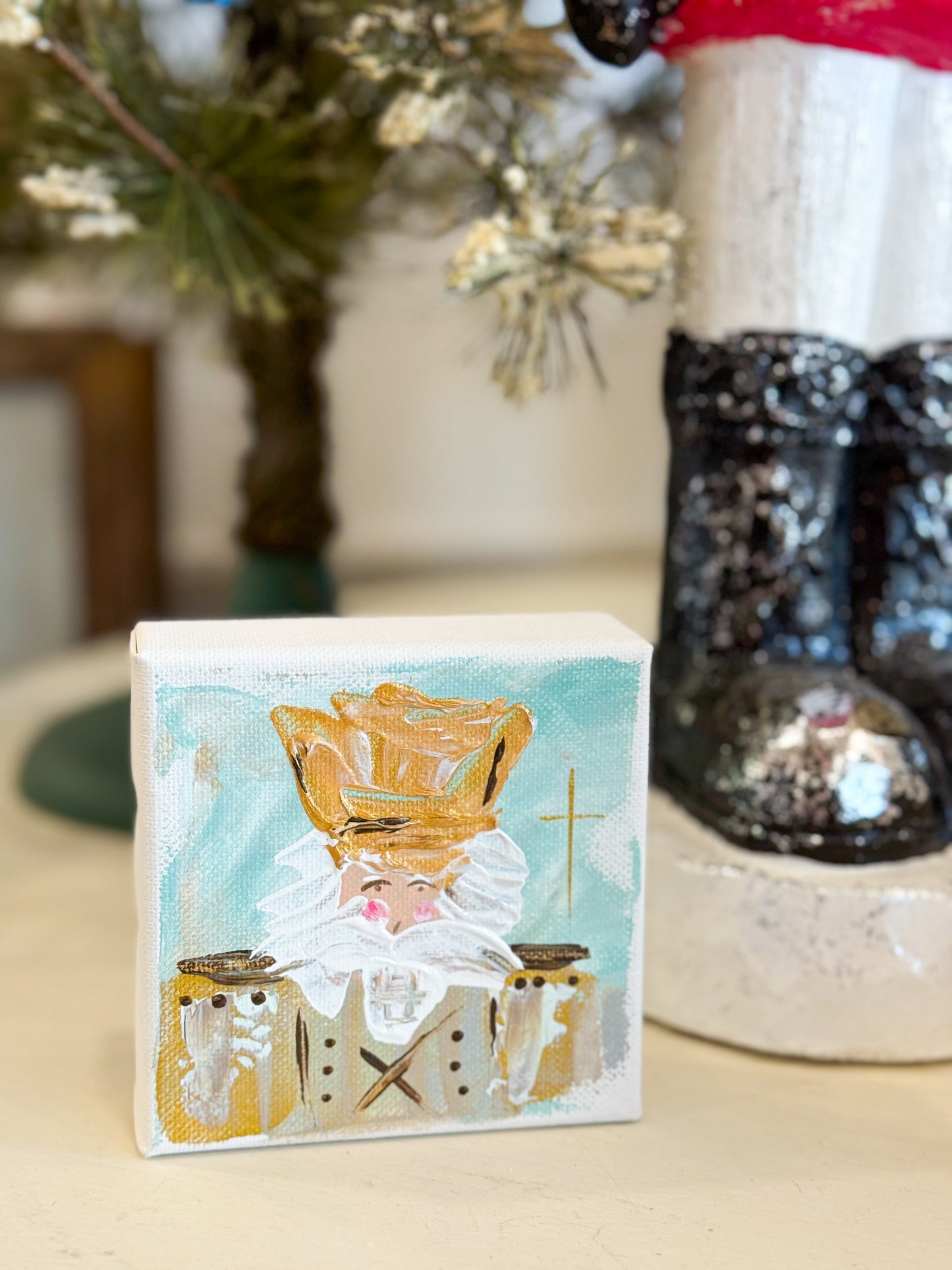4x4 Blue Classic Christmas Nutcracker — Hand-Painted Art