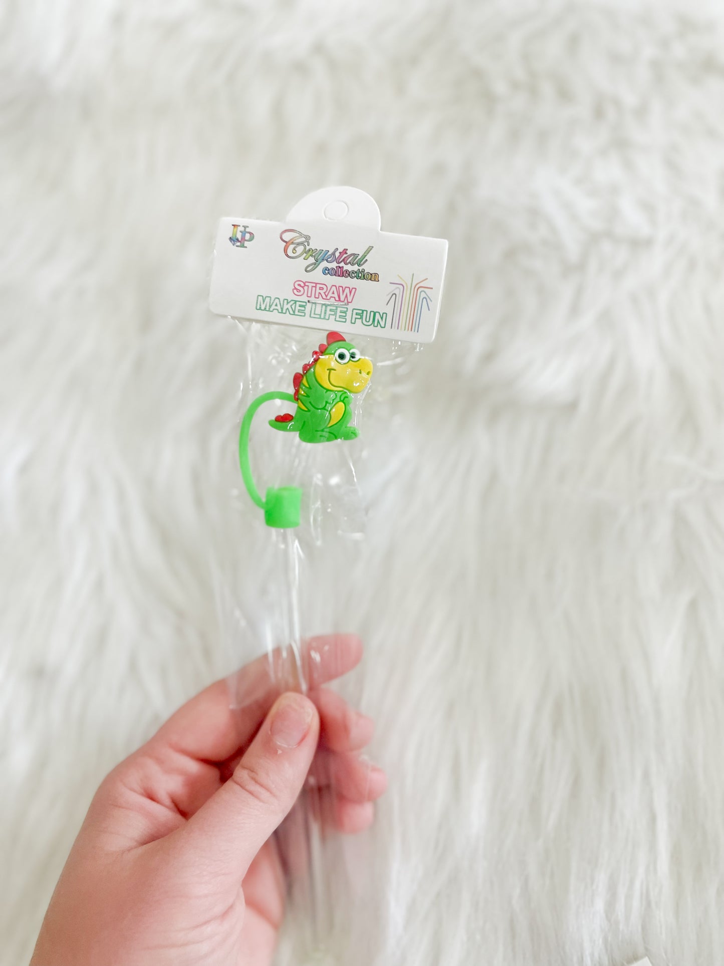 Dino Glass Straw With Color