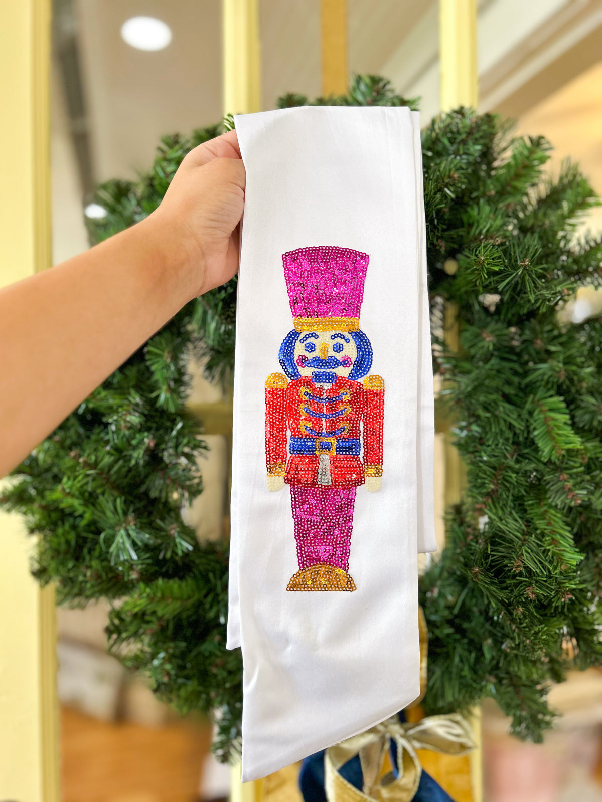 Rudy Sequin Nutcracker Wreath Sash