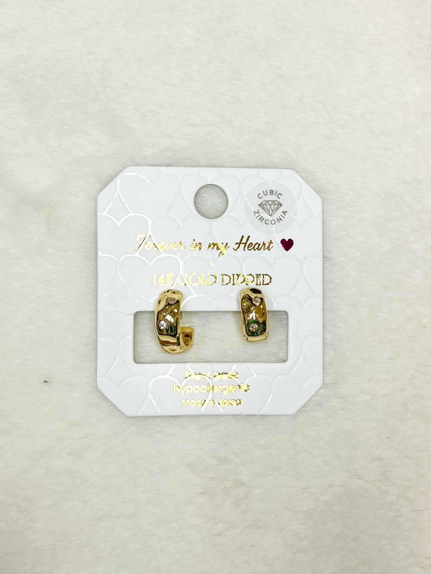 Forever in my Heart Gold Huggie Hoops with Diamonds