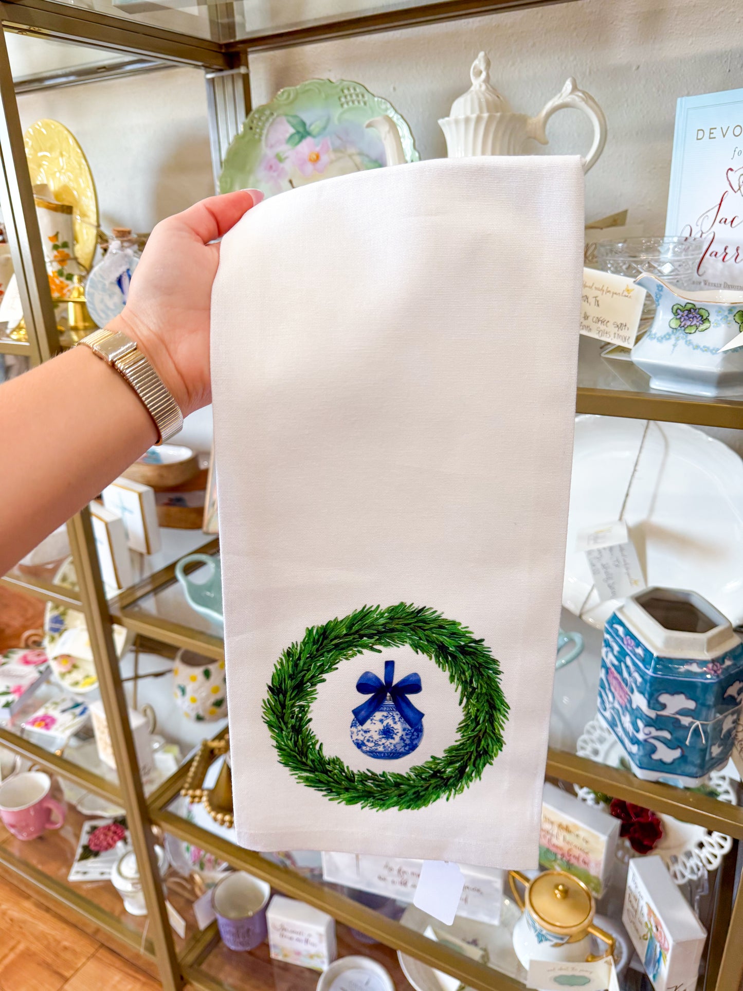 Blue and White Holiday Hand Towel