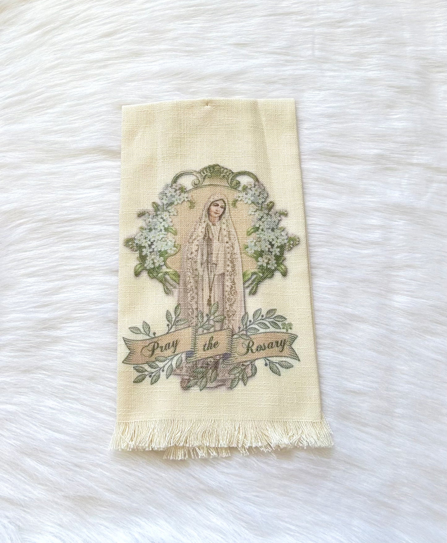 Mary Pray the Rosary Hand Towel