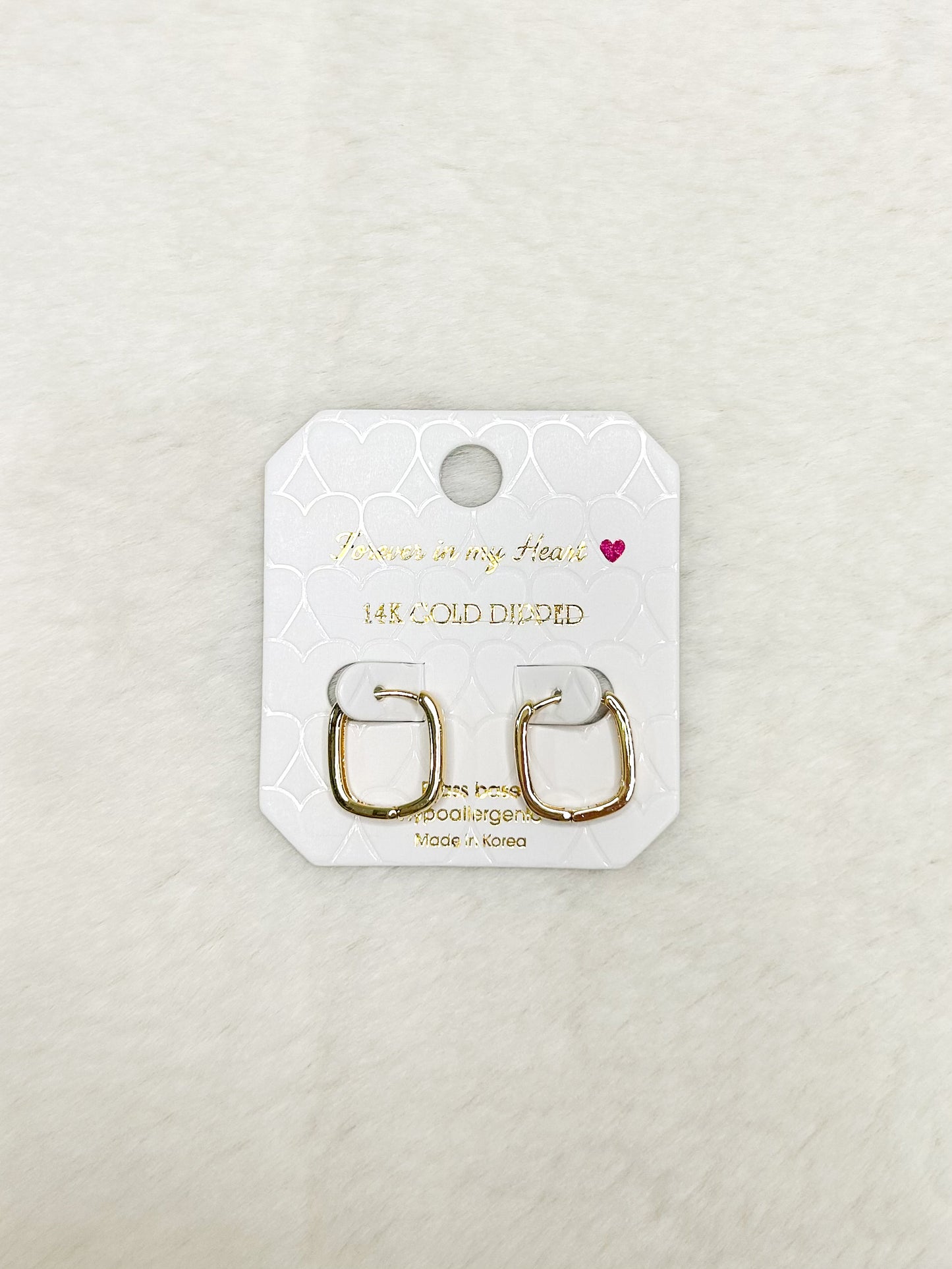 Forever in my Heart Square Gold Huggie Hoops