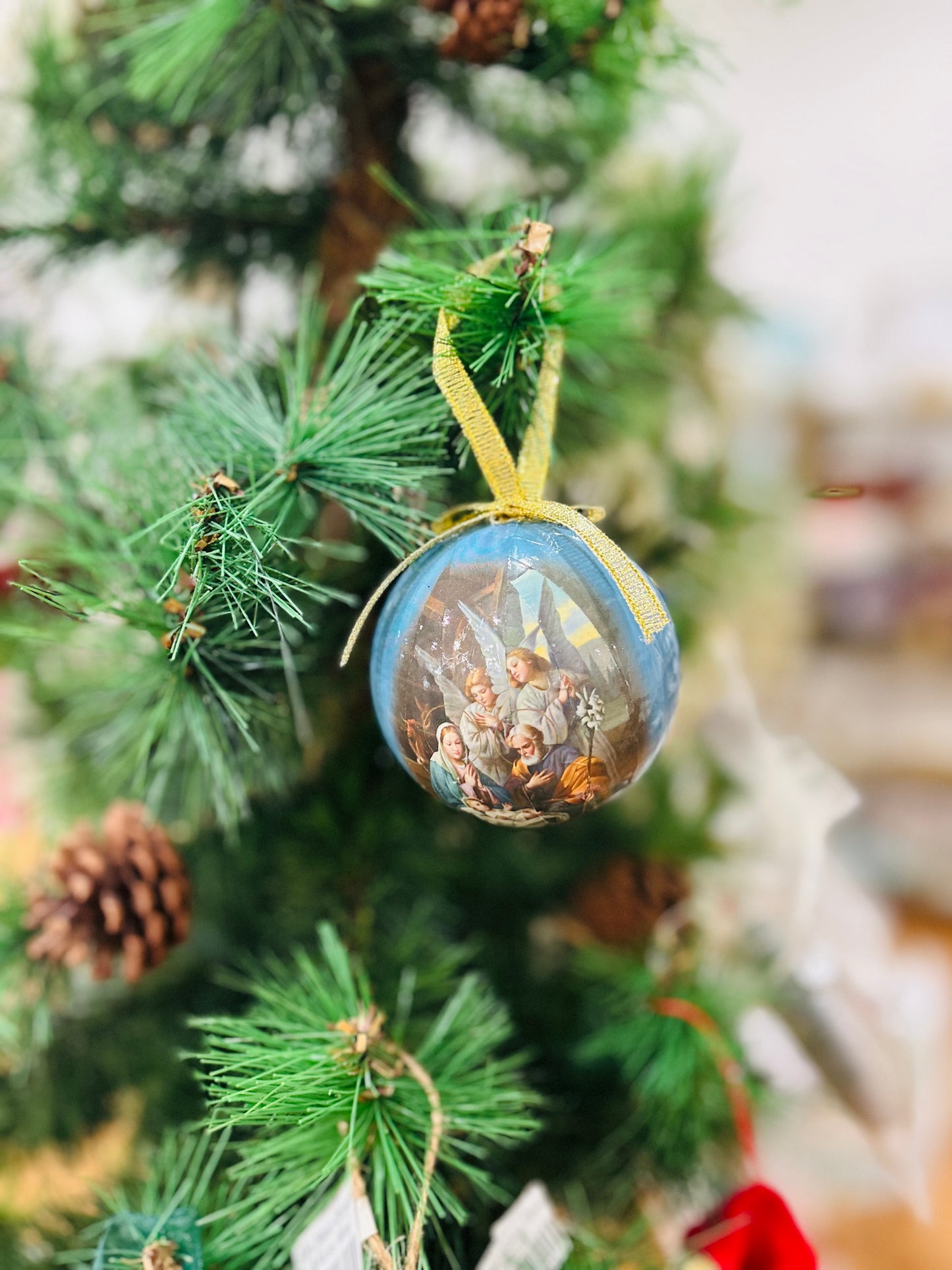 Nativity Decoupage Christmas Ornament