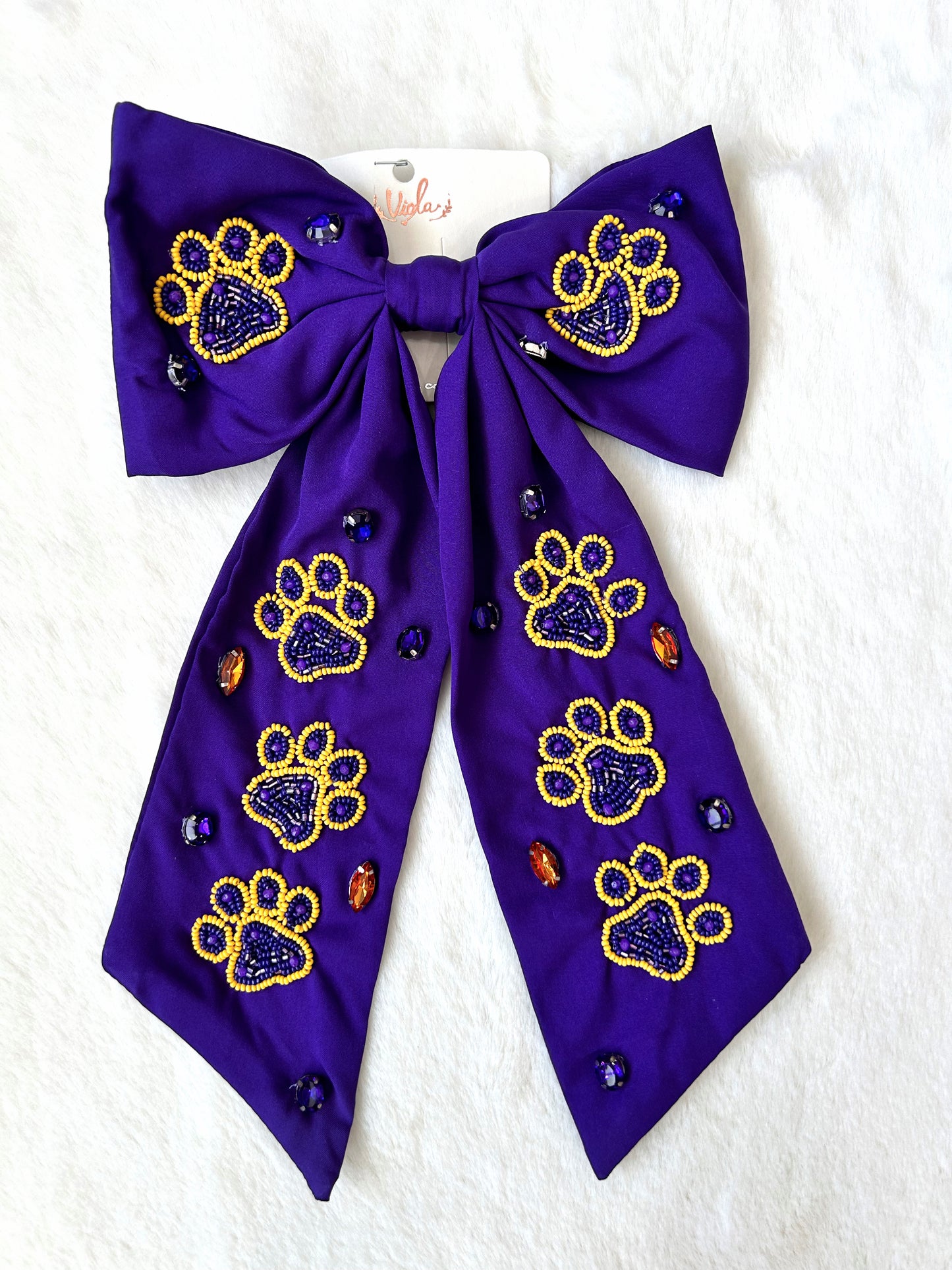 Paw Print Glamour Hair Bow