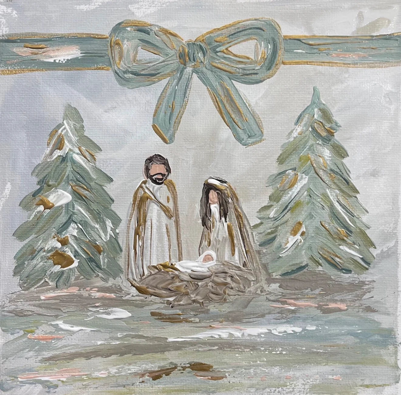 Bow Nativity Square Pillow