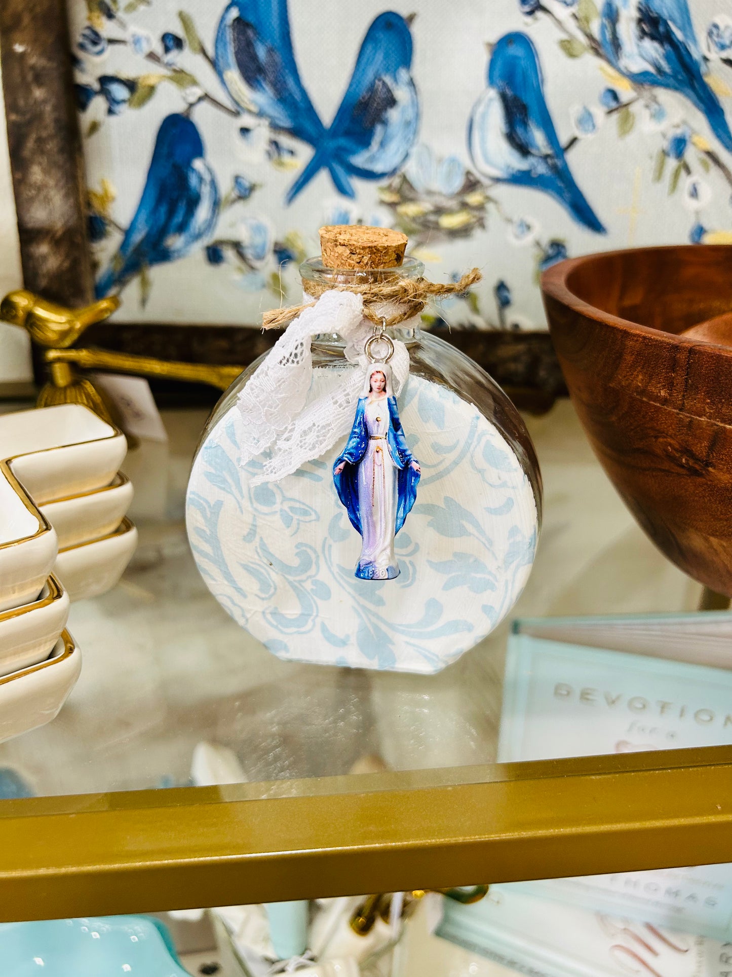 Blessed Grace Floral Holy Water Container