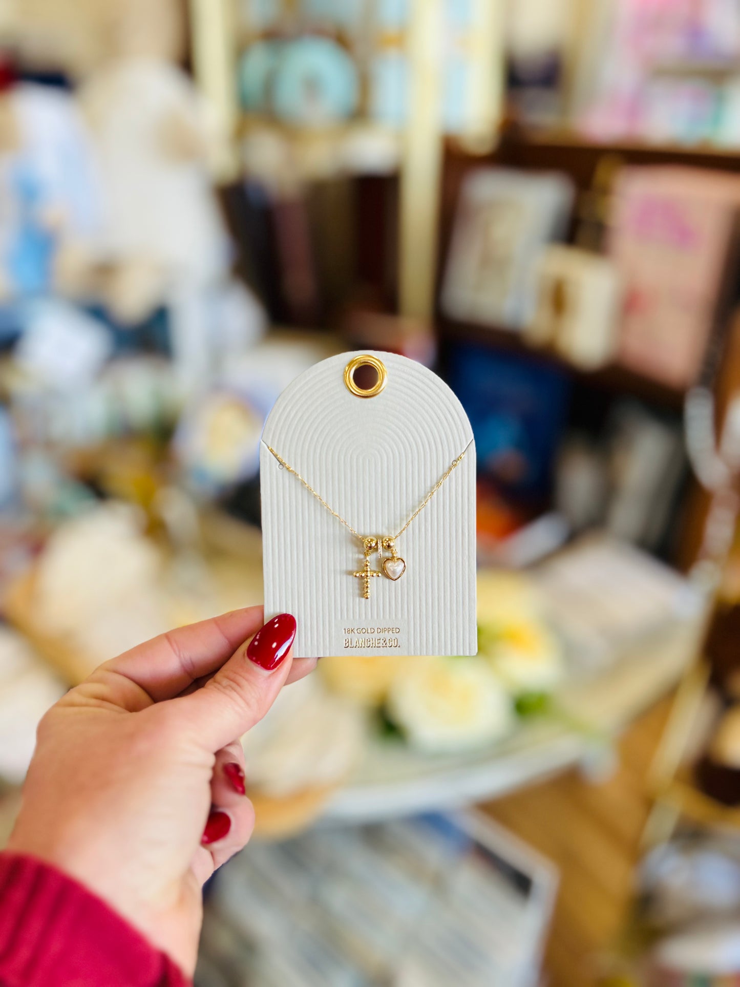 Cross with Pearl Heart Necklace