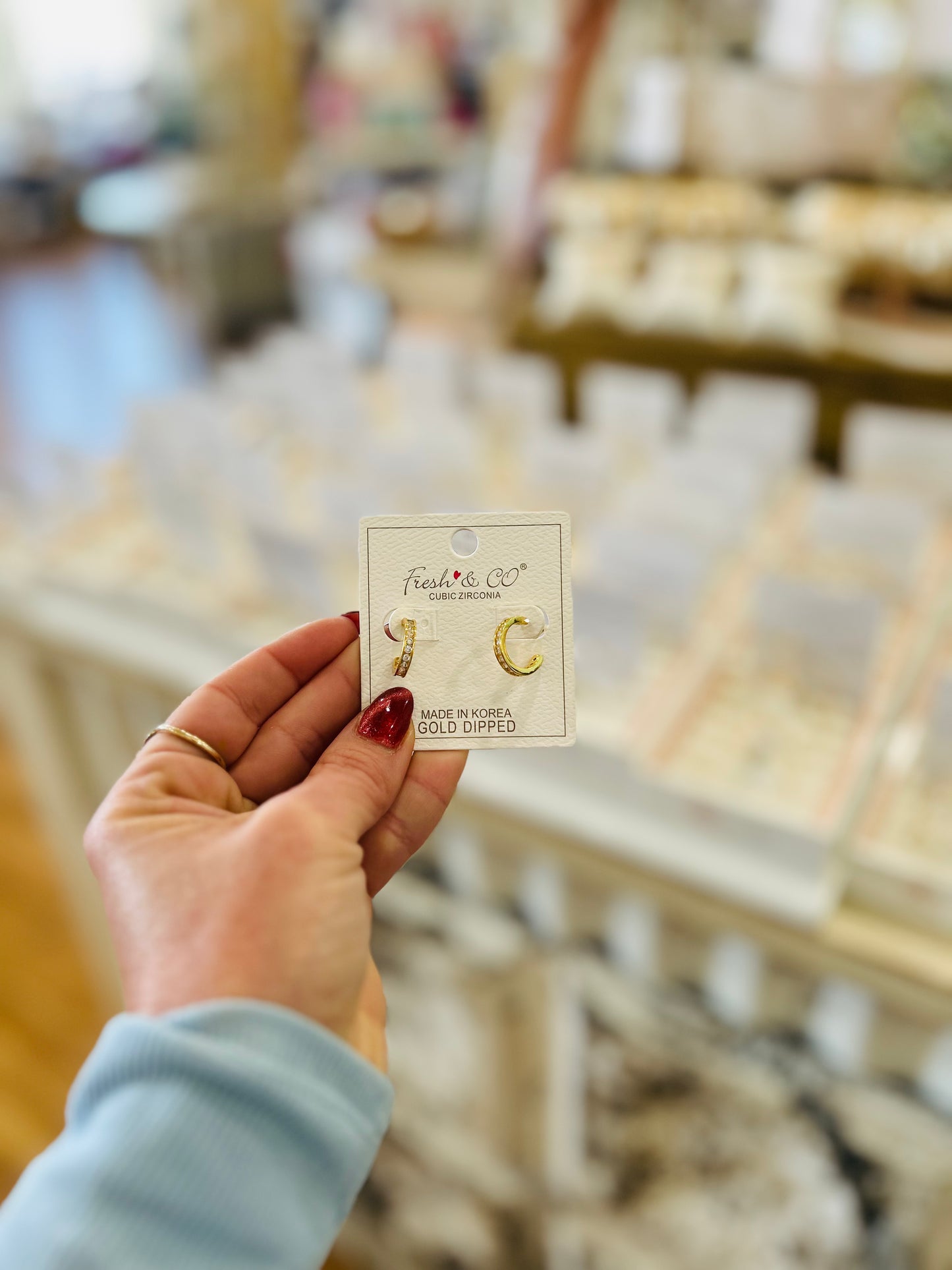 The Camille Hoop – Gold Rhinestone Mini Hoops