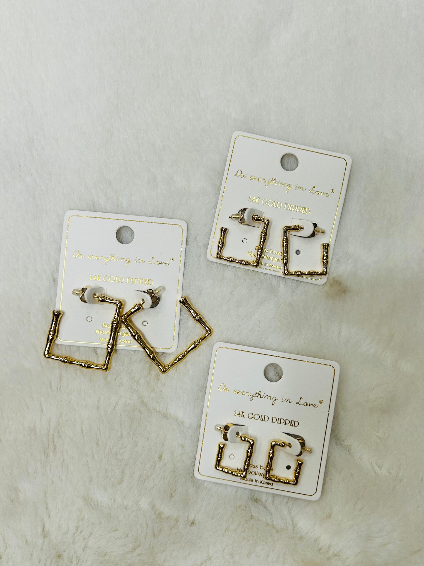 Scarlett Bambo Style Gold Square Hoop Earrings