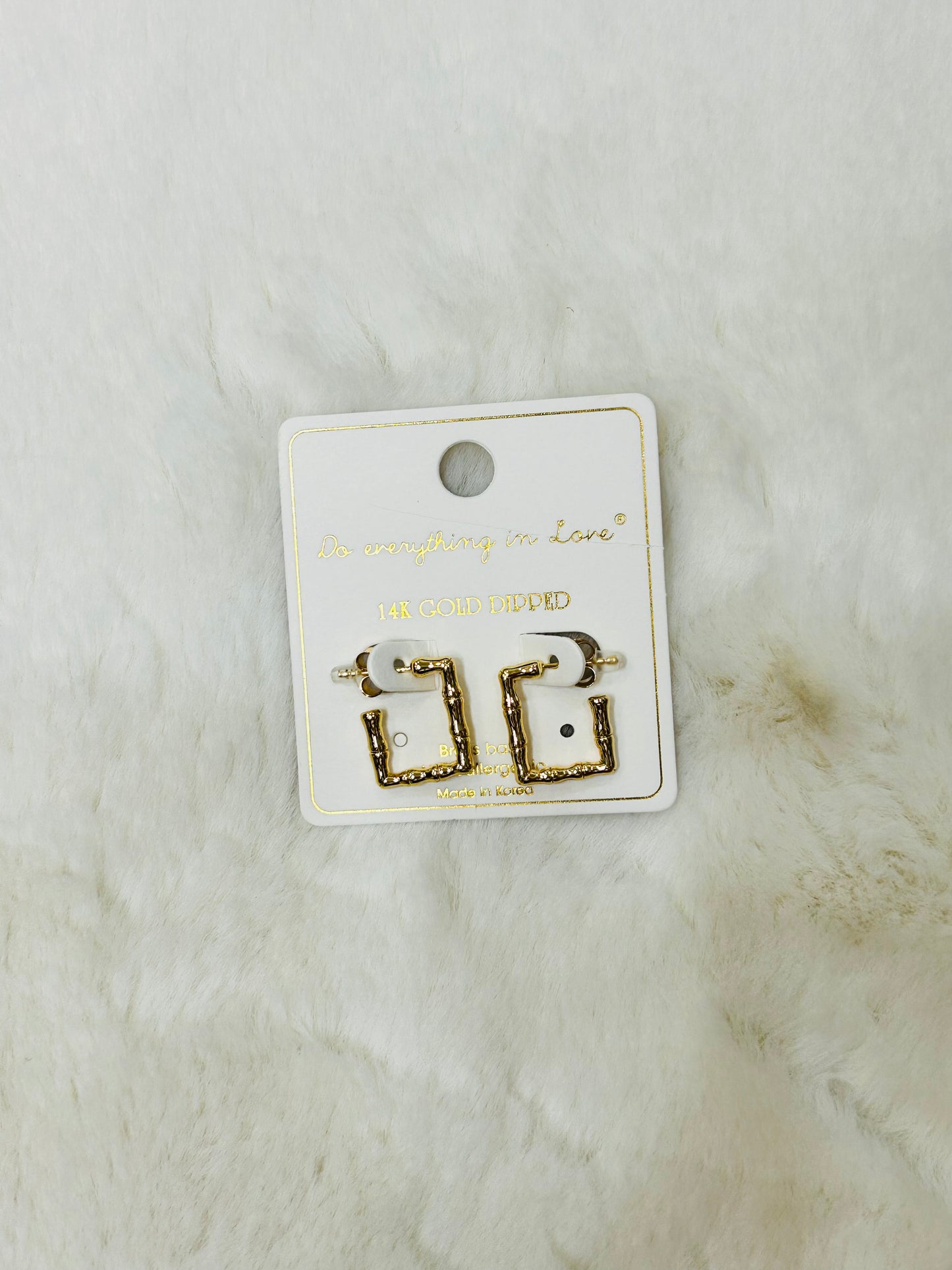 Scarlett Bambo Style Gold Square Hoop Earrings