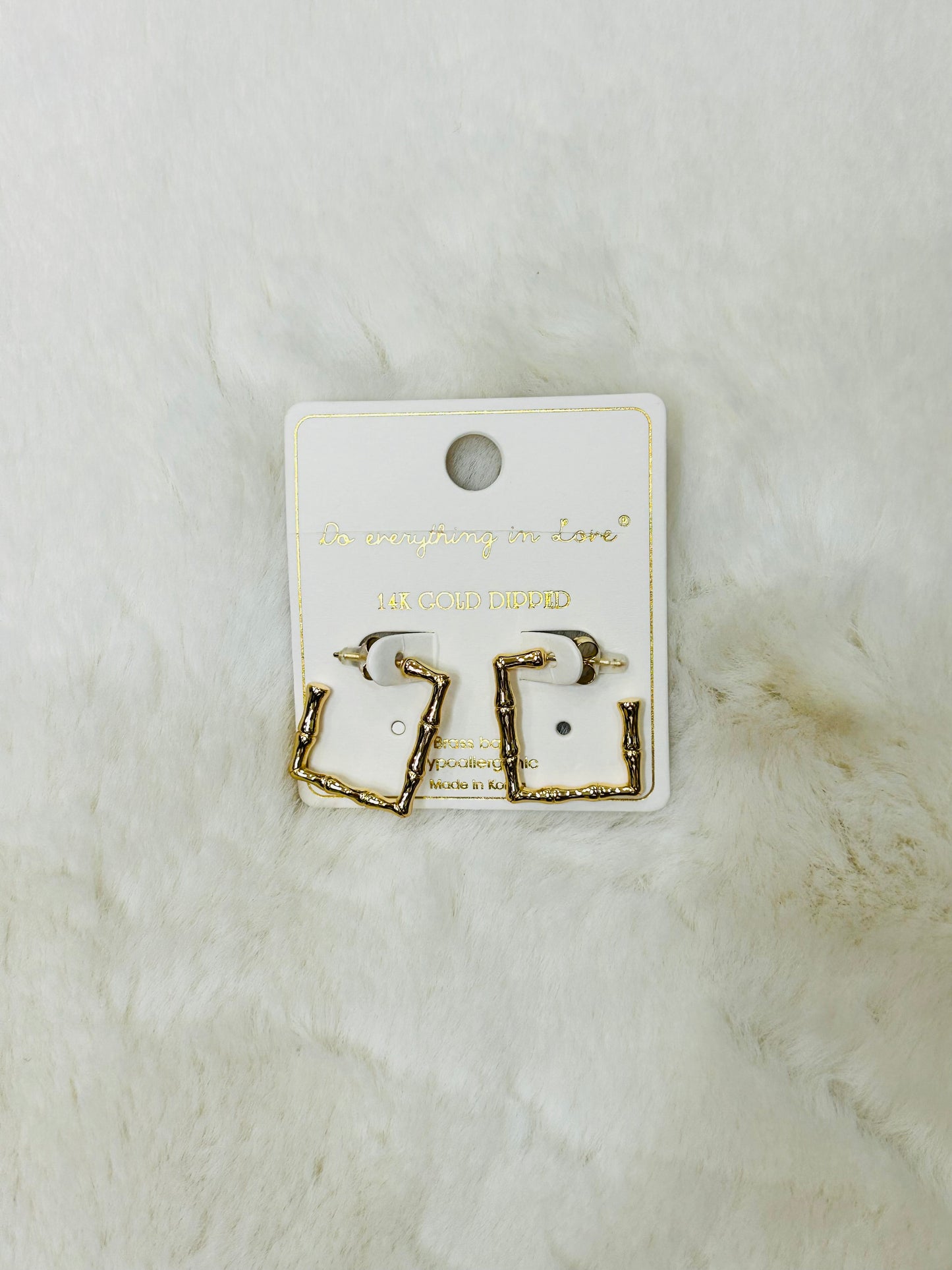 Scarlett Bambo Style Gold Square Hoop Earrings