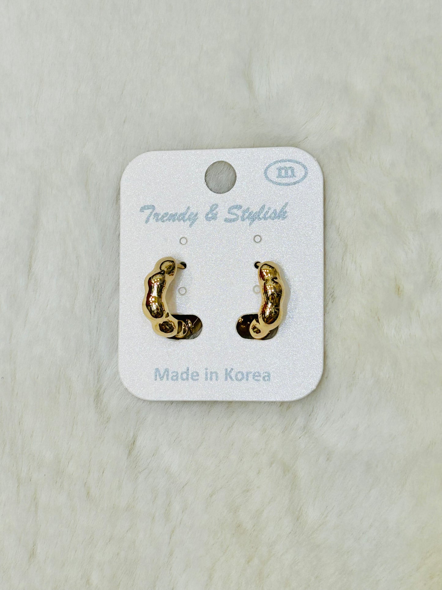 Violet Gold Textured Huggie Hoop Earrings