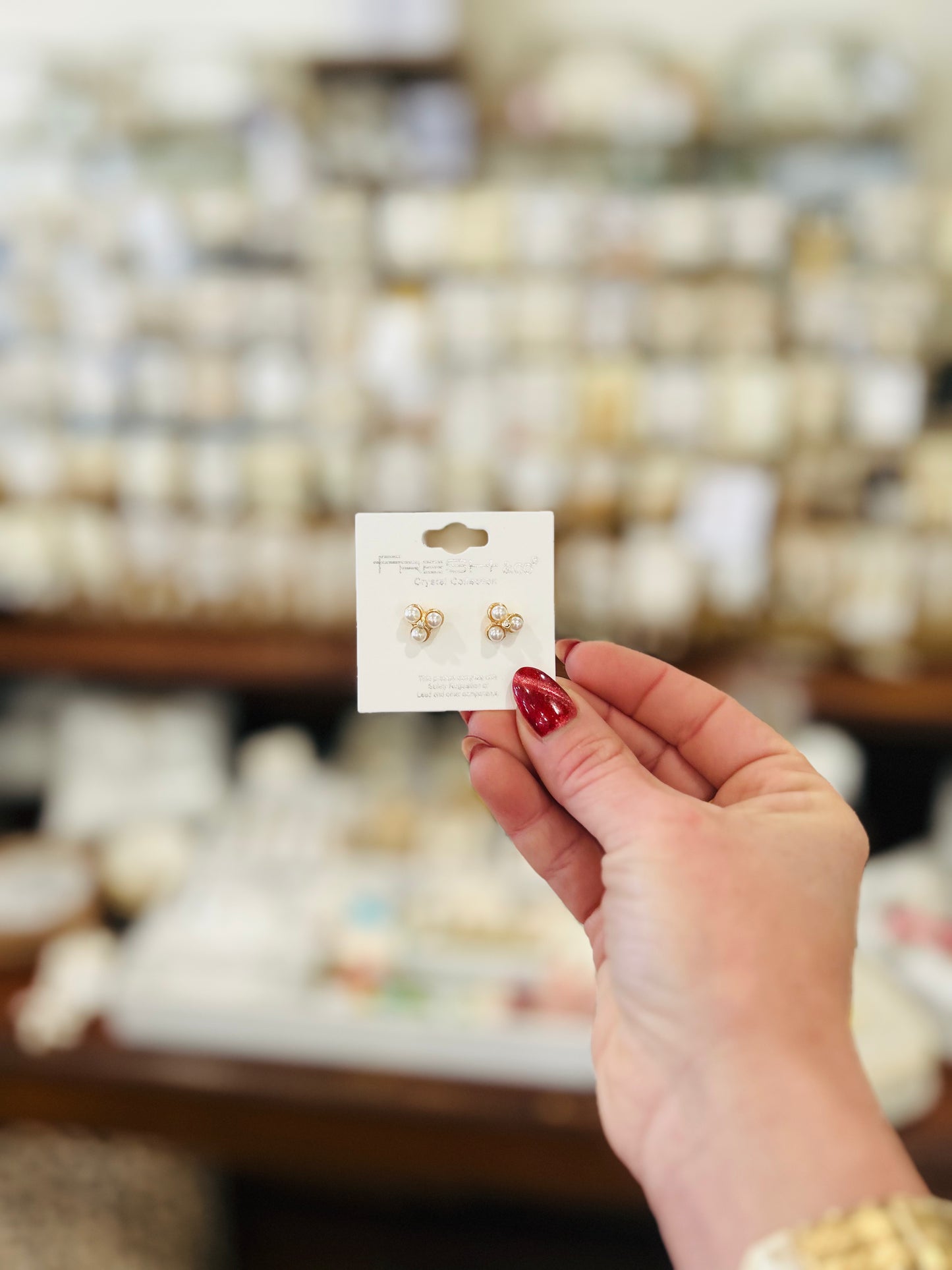 The Charlotte Stud – Triple Pearl and Mini Crystal Center Stud Earrings