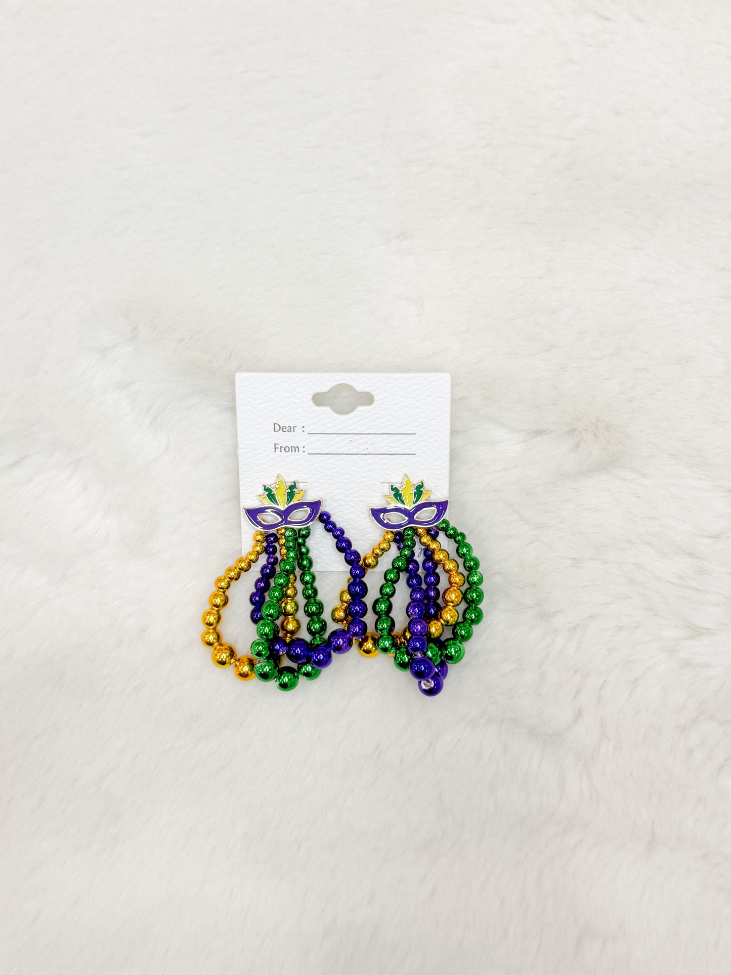 Mardi Gras Mask with Beads Earrings