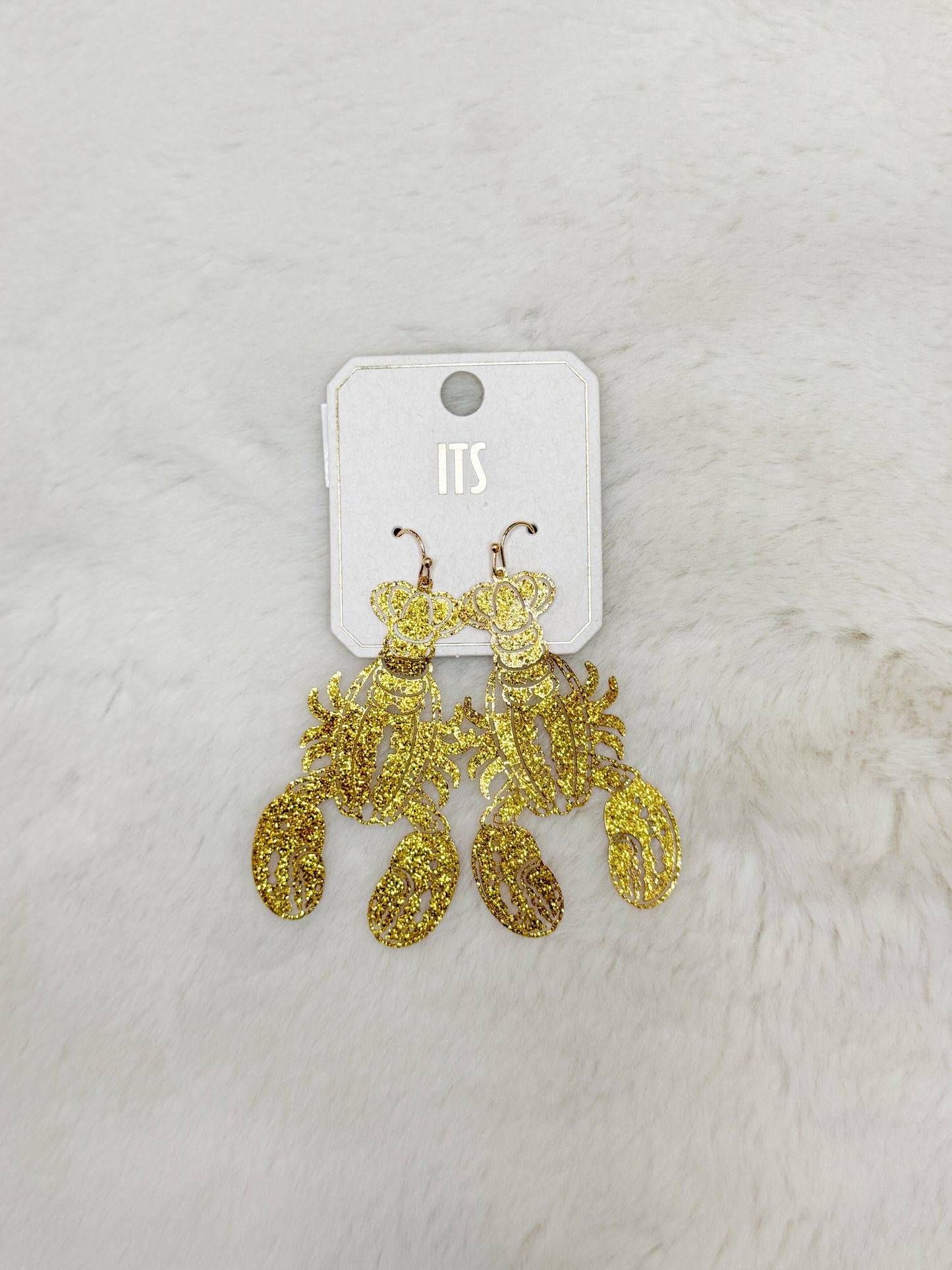 Gold Sparkle Crawfish Earrings