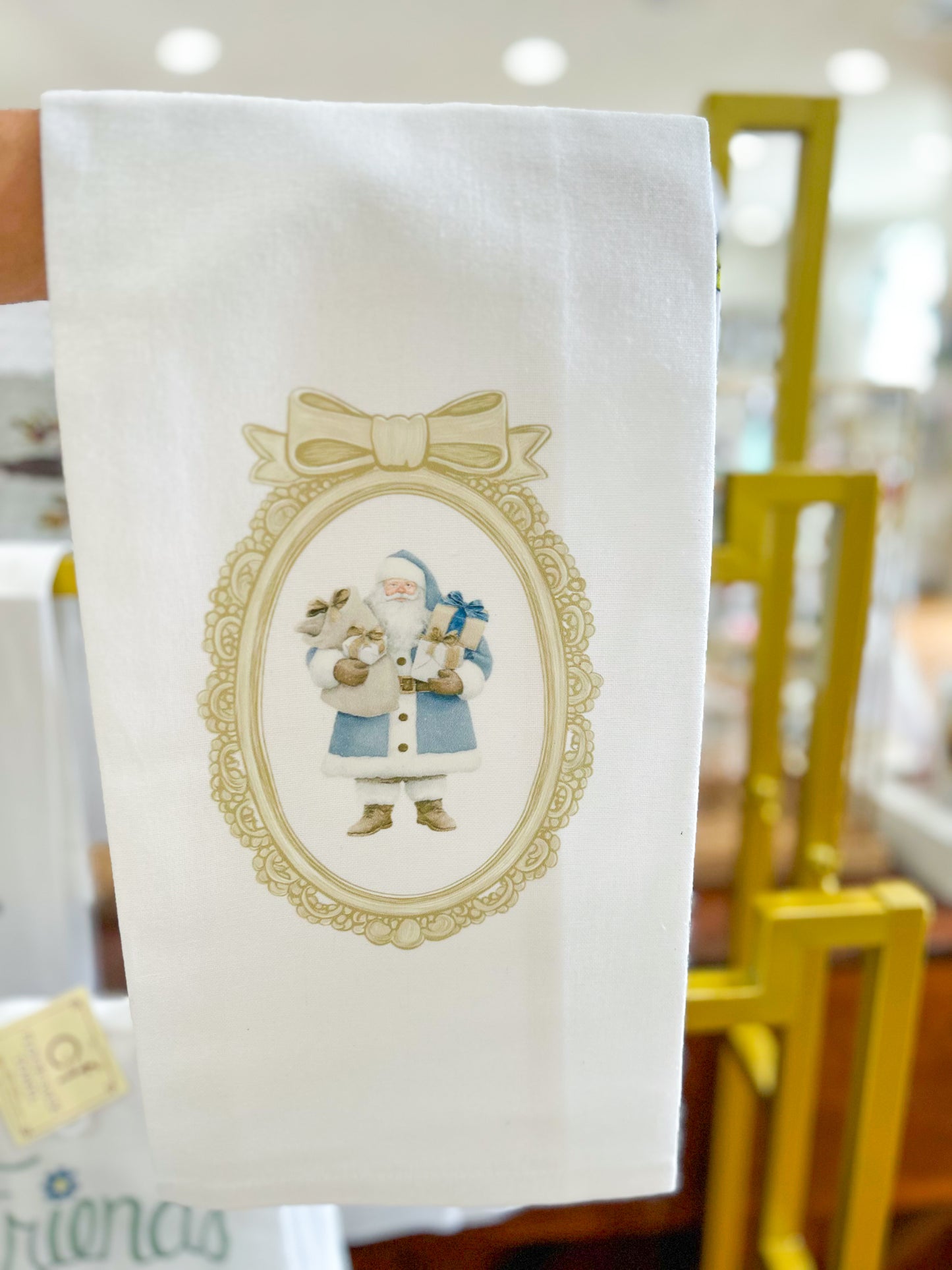 Blue Santa Christmas Hand Towel