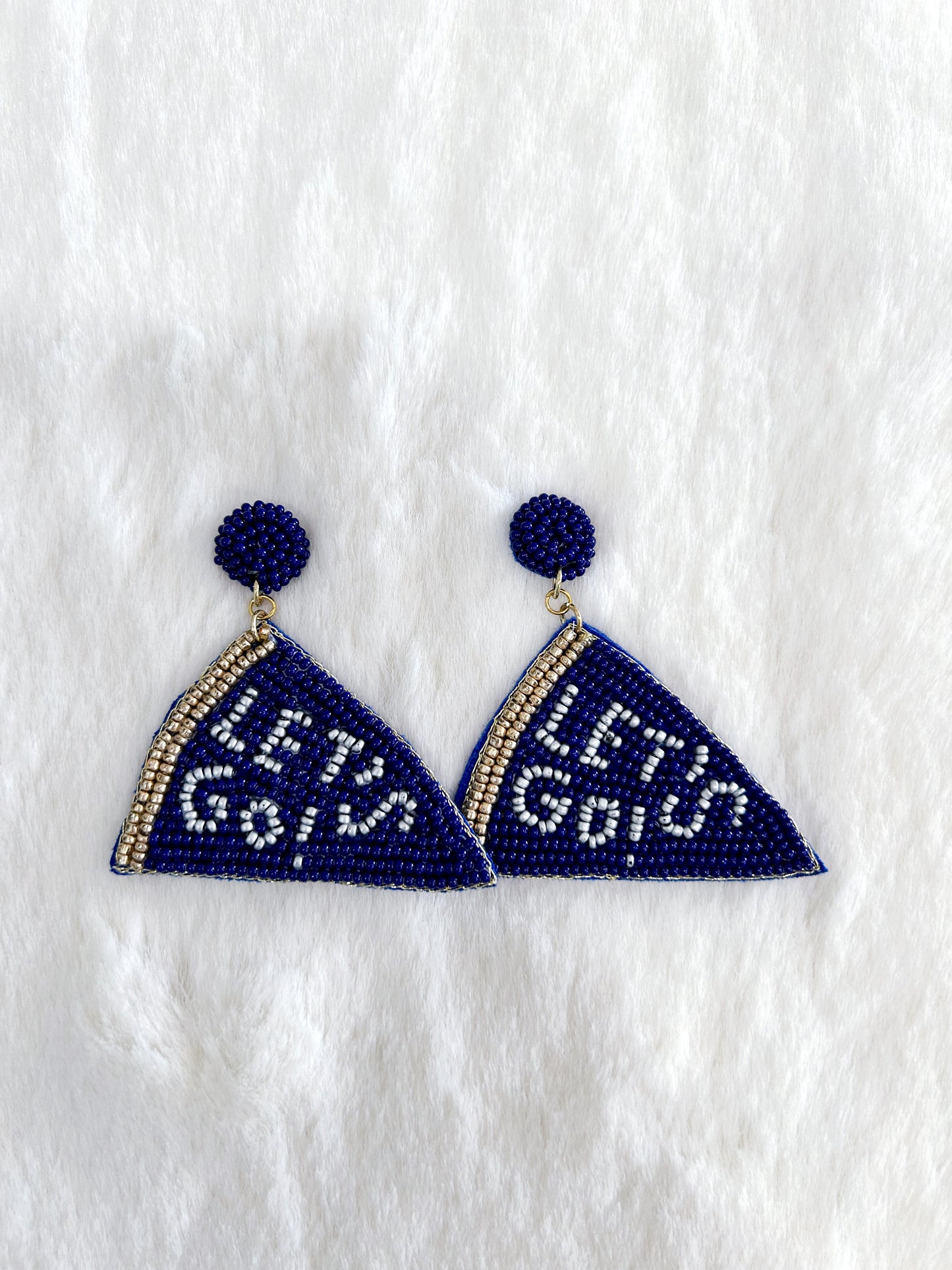 Let’s Go Blue and Gold Beaded Earrings
