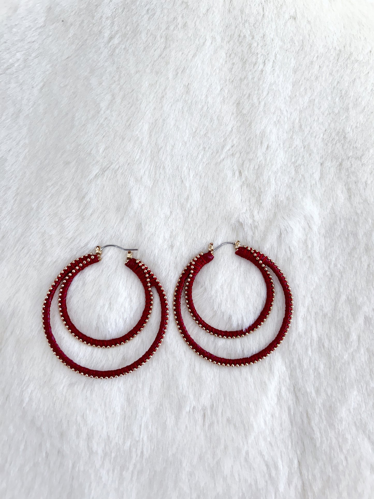 Maroon and Gold Large Hoops